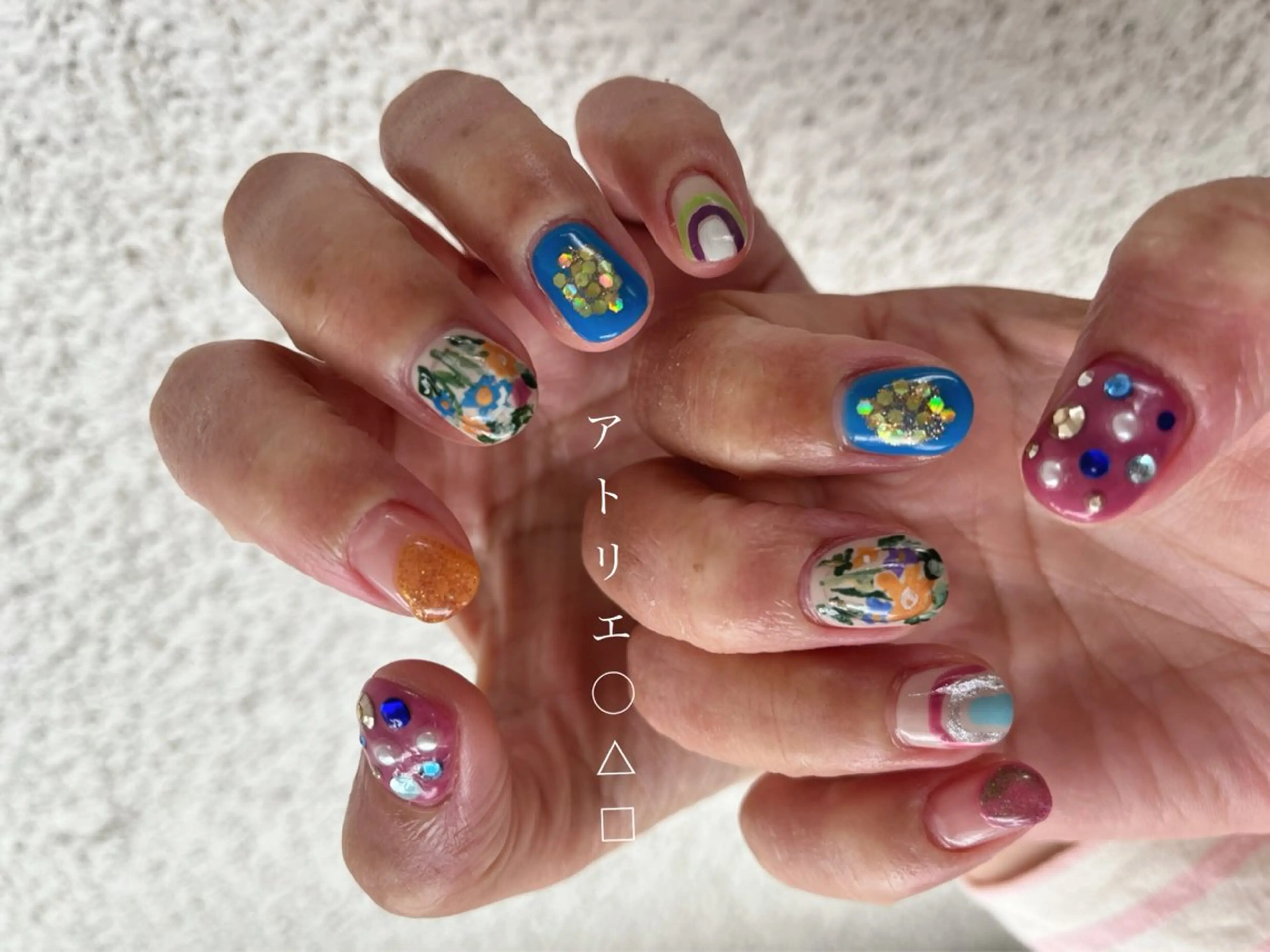 ネイル 春ネイル ハンドネイル アトリエ ○△□のネイルデザイン