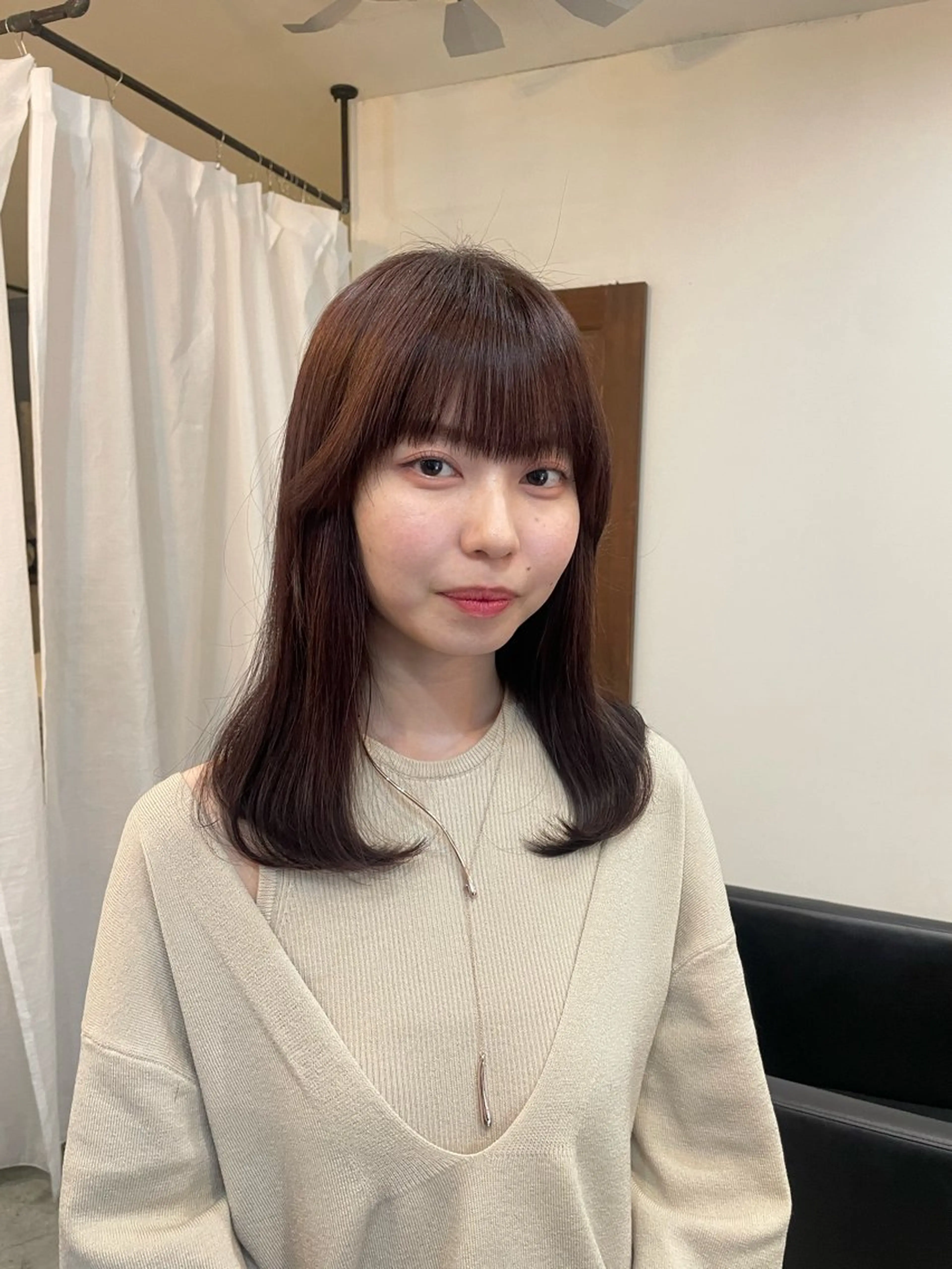 ミディアム ピンクラベンダー カット ヘアカラー 顔周りカット 🎀サヤカ🎀のヘアスタイル