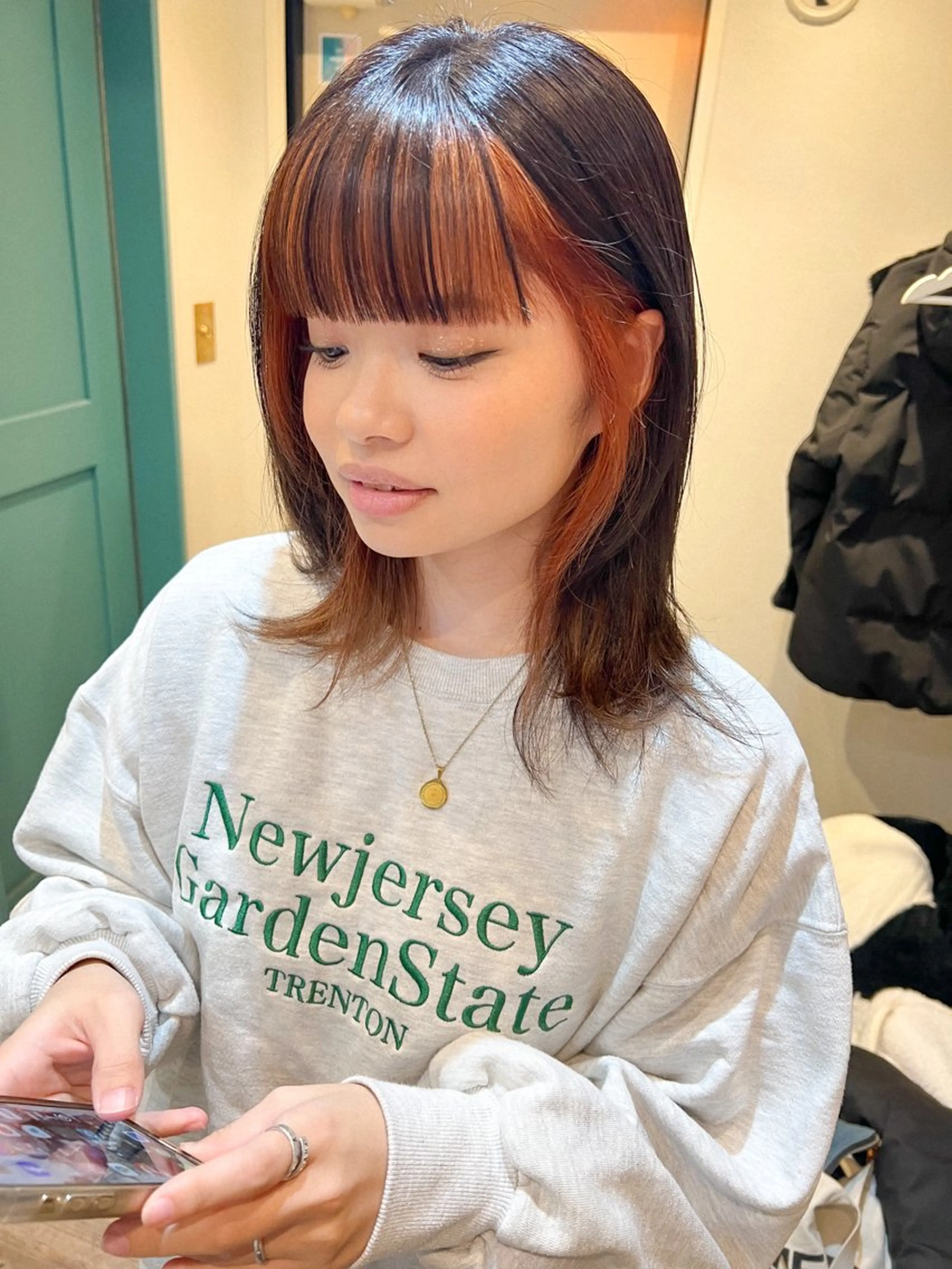 ミディアム カラー オレンジ ヘアカラー カラーパティシエ facce🌼ikoのヘアスタイル