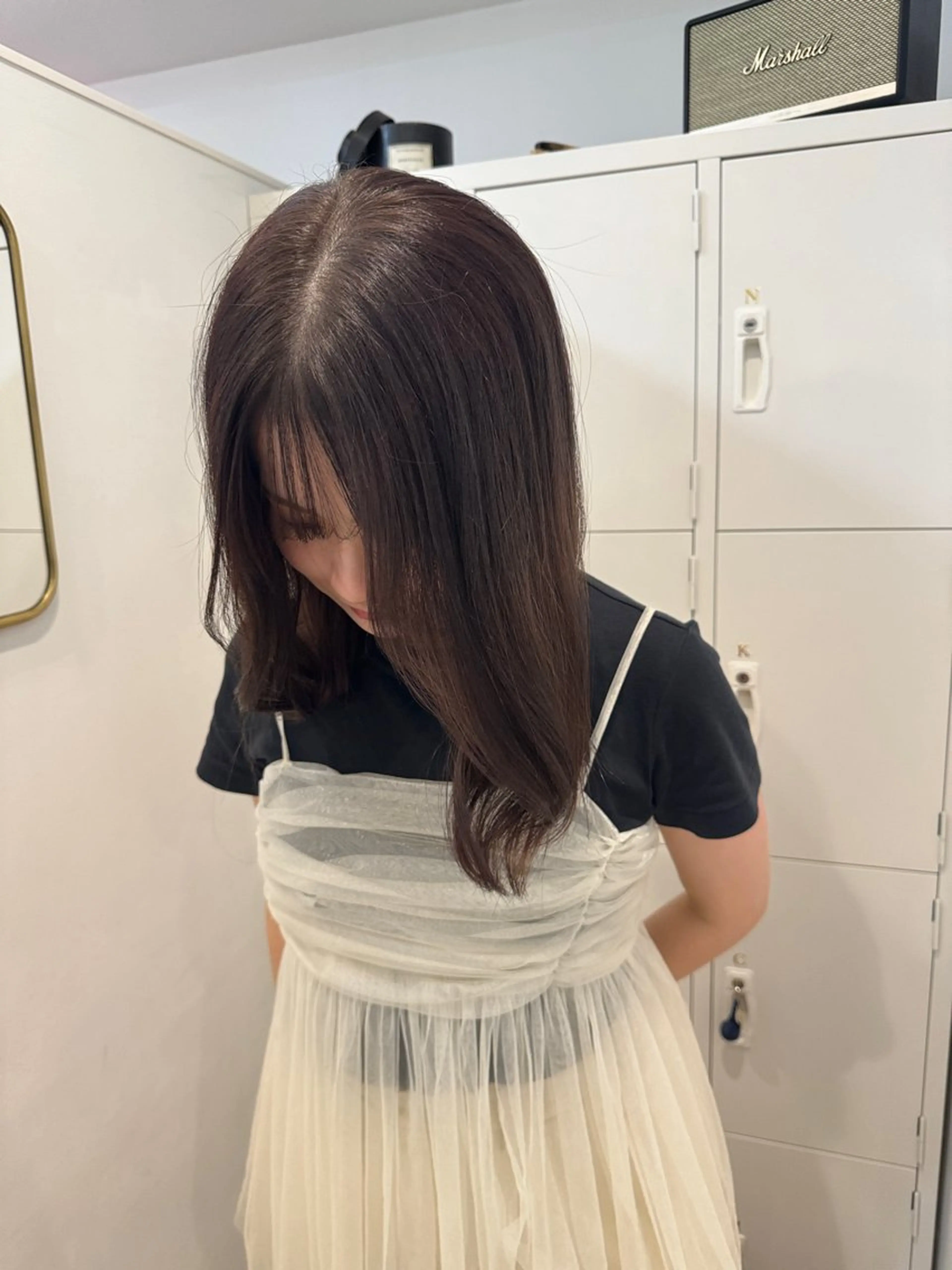 セミロング カラー レイヤーカット ボブパーマNo.1のヘアスタイル