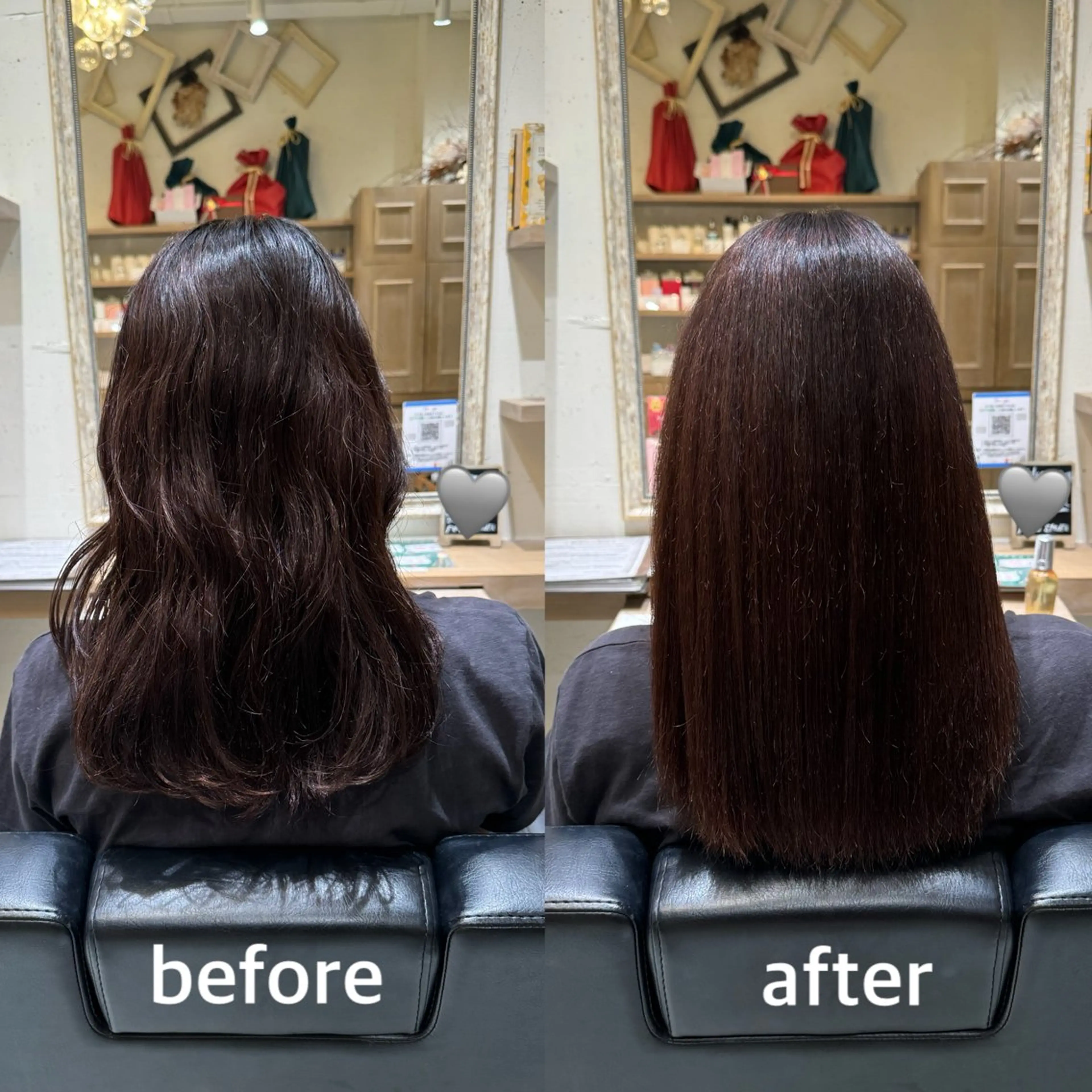 セミロング カット 縮毛矯正 トリートメント 透明感カラー/顔周り カット/レイヤーにかのヘアスタイル