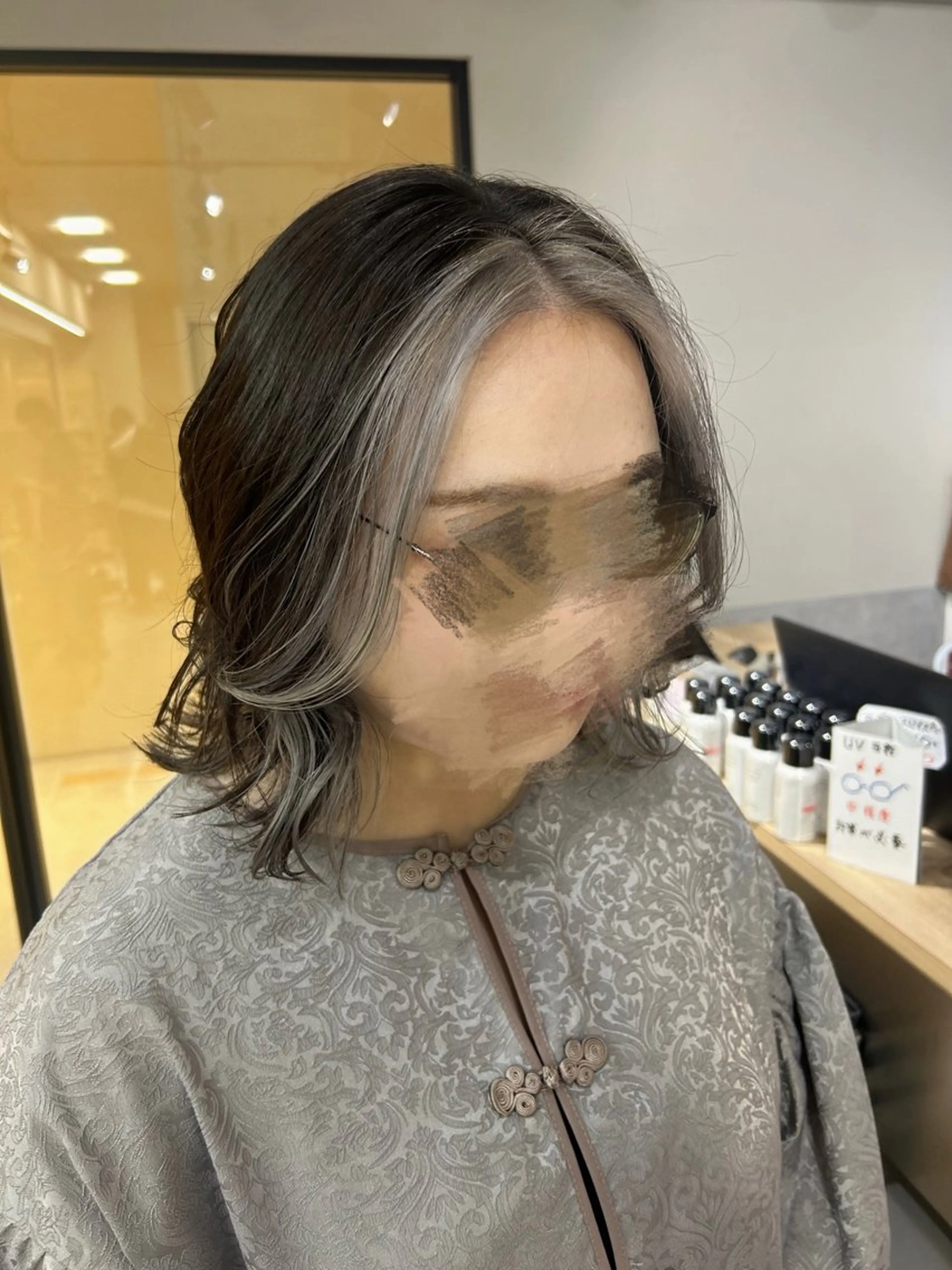 ミディアム カラー 顔周りカット ヘアカラー トリートメント りか/ 大宮のヘアスタイル