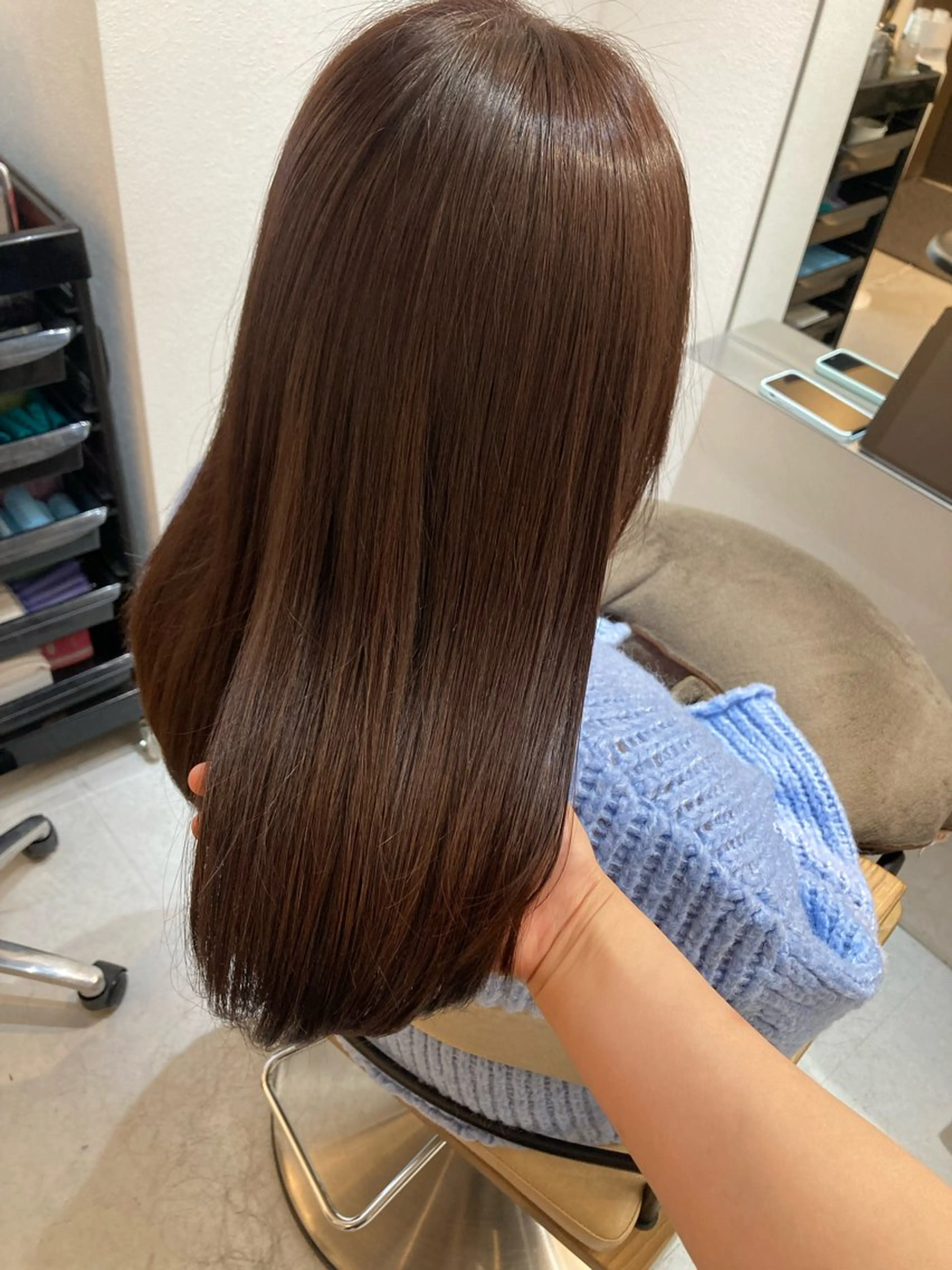 セミロング カット ヘアカラー トリートメント ✨色持ちの良い艶 カラー✨蟹江真世のヘアスタイル