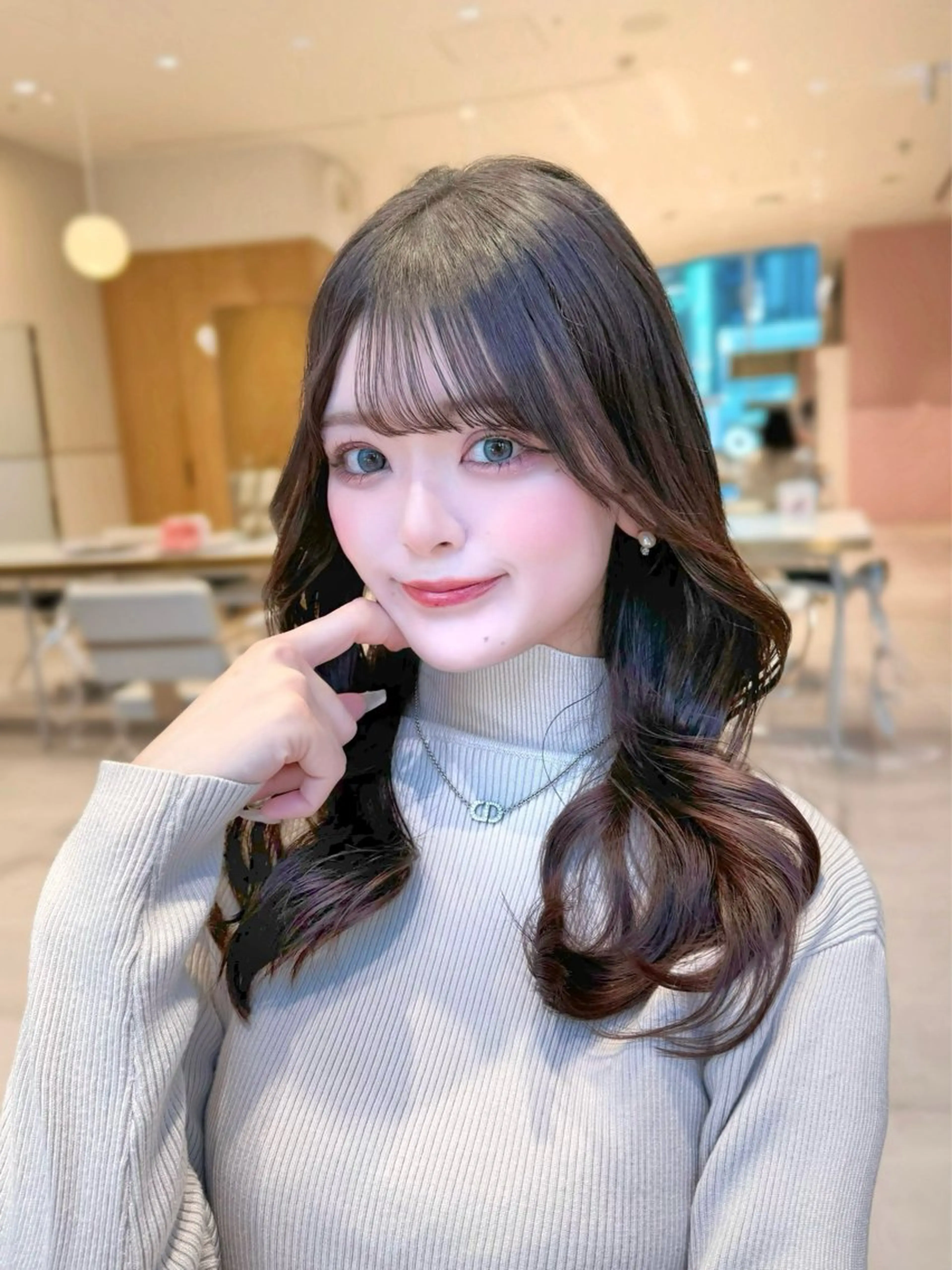 ミディアム カラー カット ヘアカラー トリートメント ヘッドスパ ヘアセット 韓国ヘア/レイヤー/ 顔まわり/りょーとのヘアスタイル