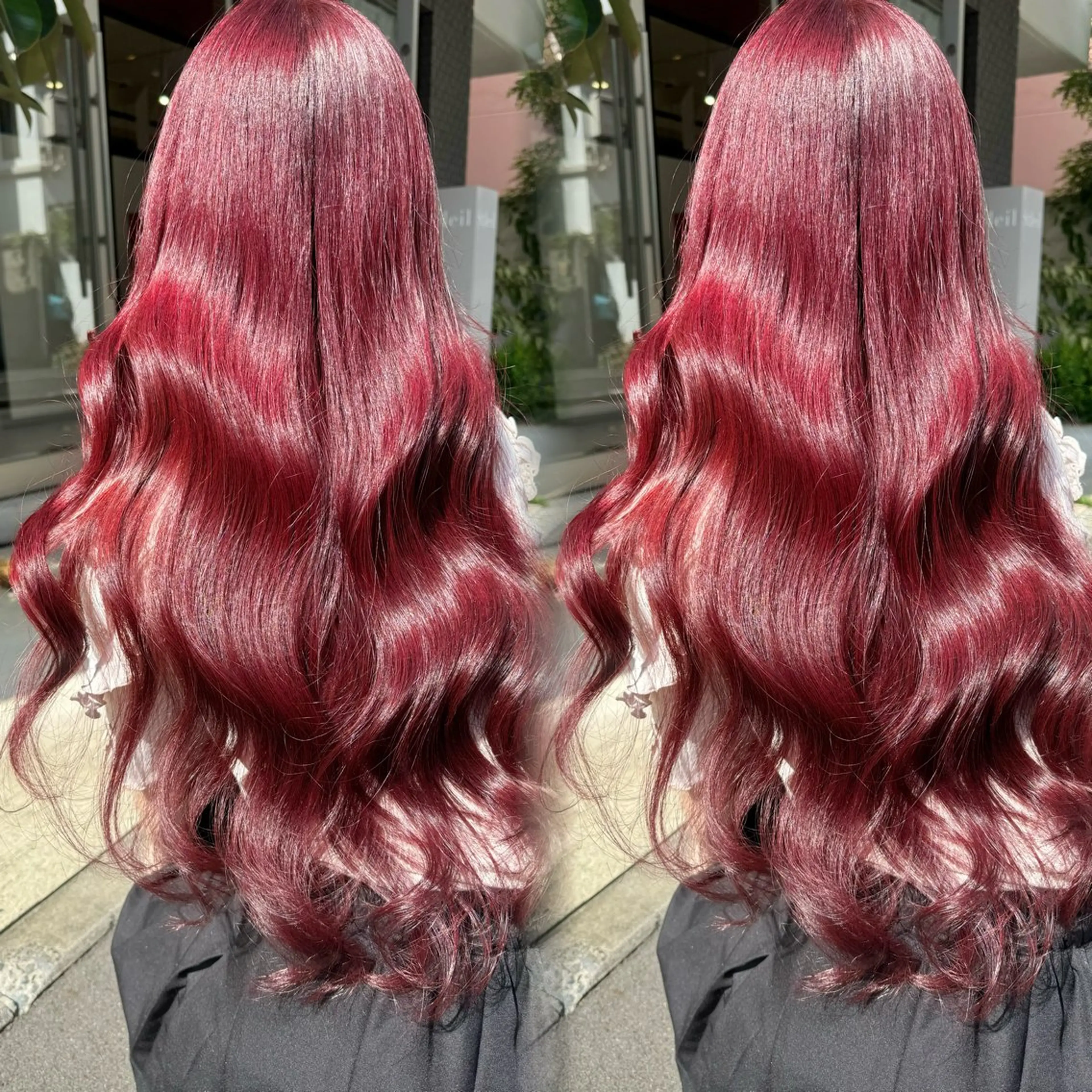 ロング カラー ブリーチ ブリーチなしカラー ピンクカラー カット ヘアカラー トリートメント ブリーチなしカラー kana🐱のヘアスタイル