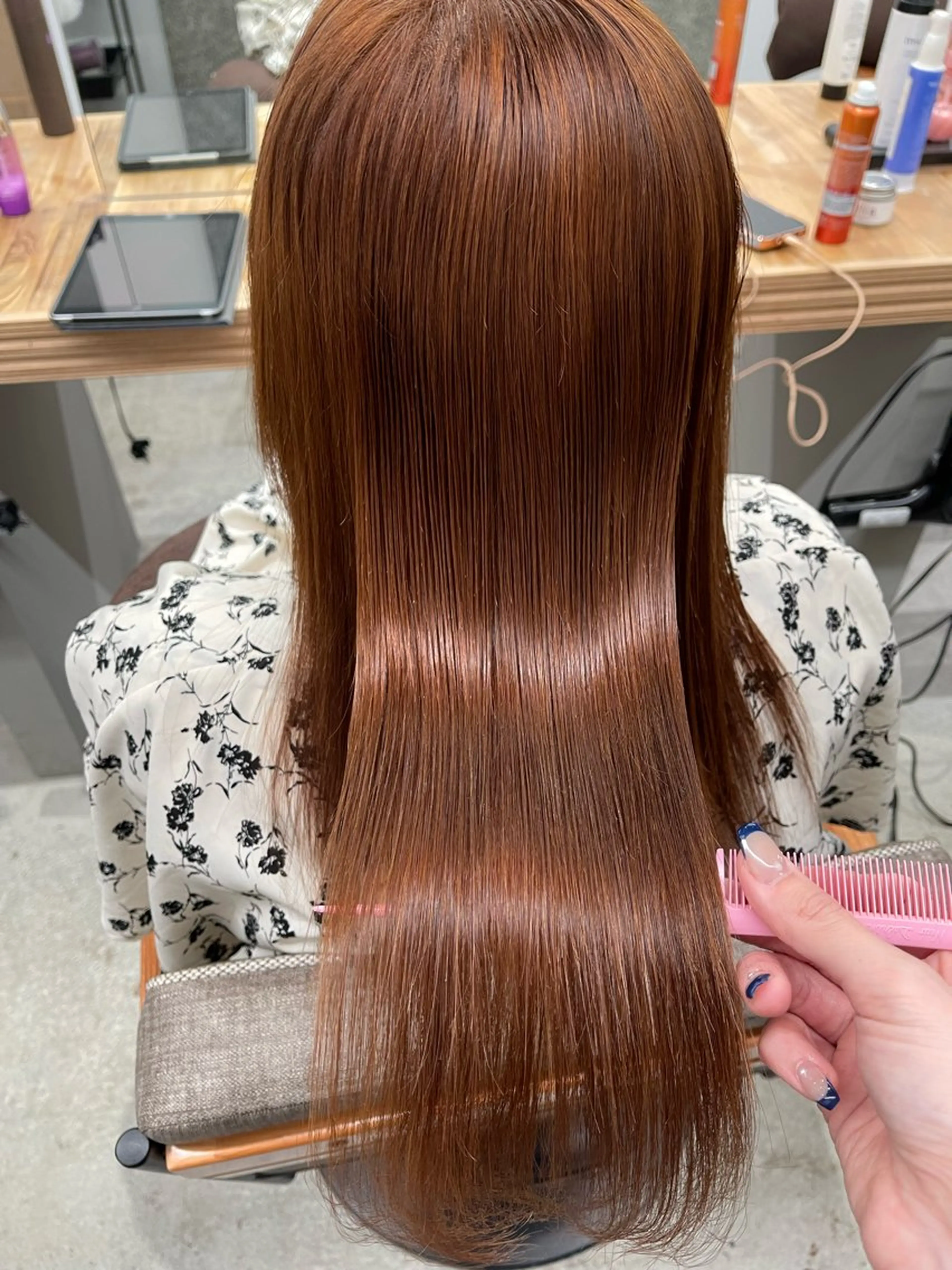 ロング カラー カット ヘアカラー トリートメント かめい りなのヘアスタイル