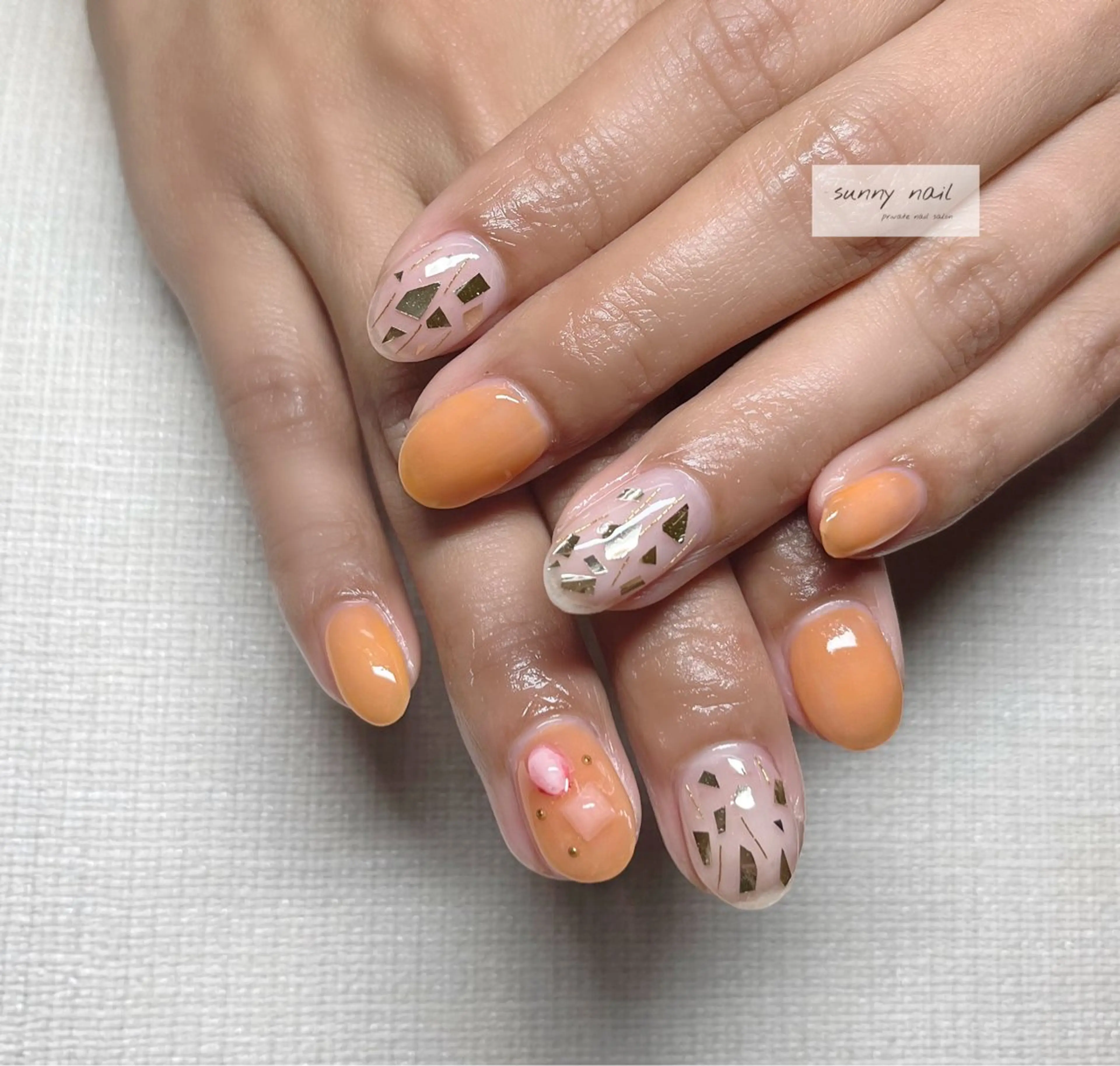 ネイル クリアネイル オレンジ 夏ネイル sunny nailのネイルデザイン