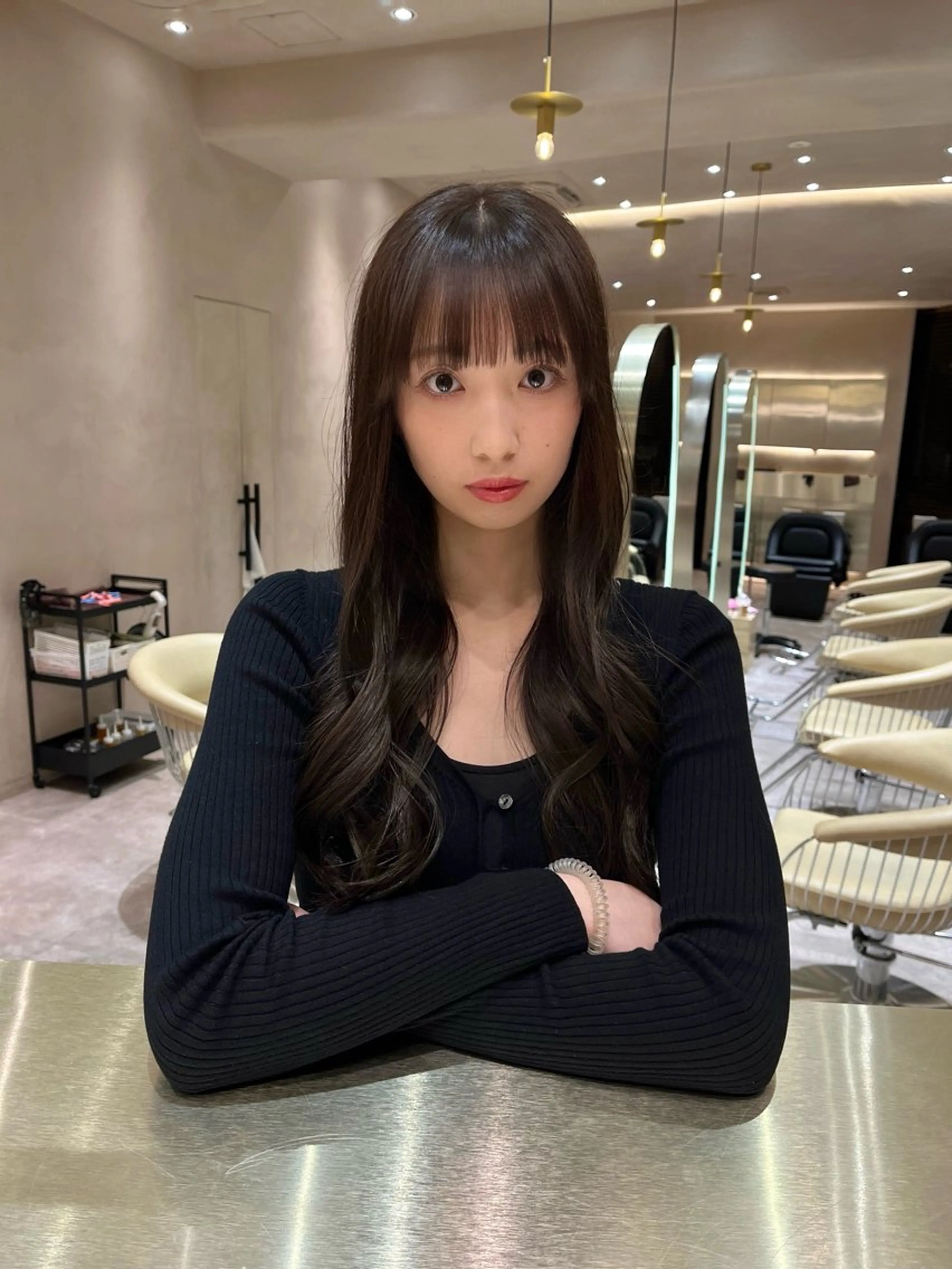 ロング カット ヘアカラー トリートメント 韓国ヘア/ベージュ カラー/髪質改善/涼のヘアスタイル