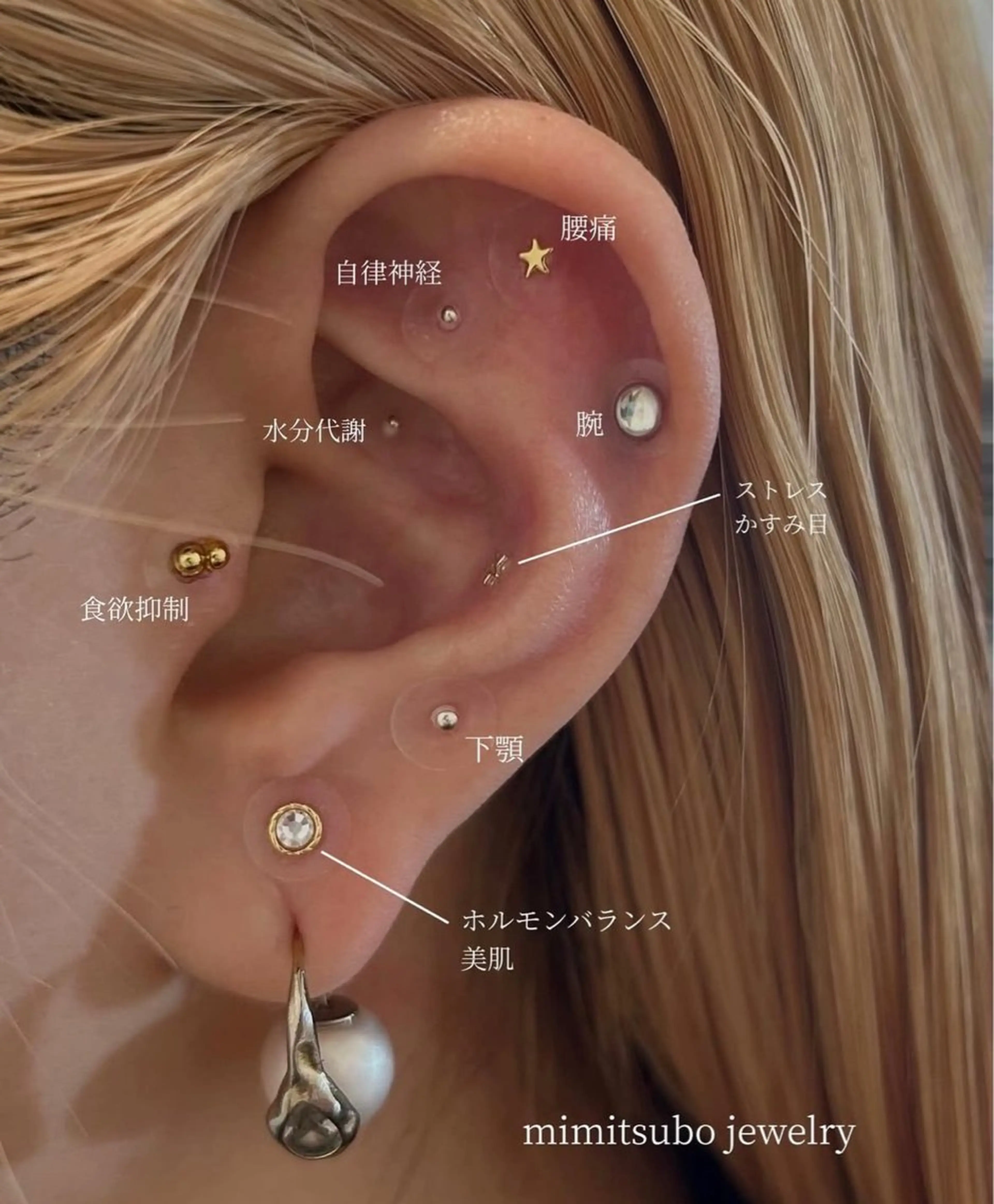 耳ツボジュエリー（12粒）の写真