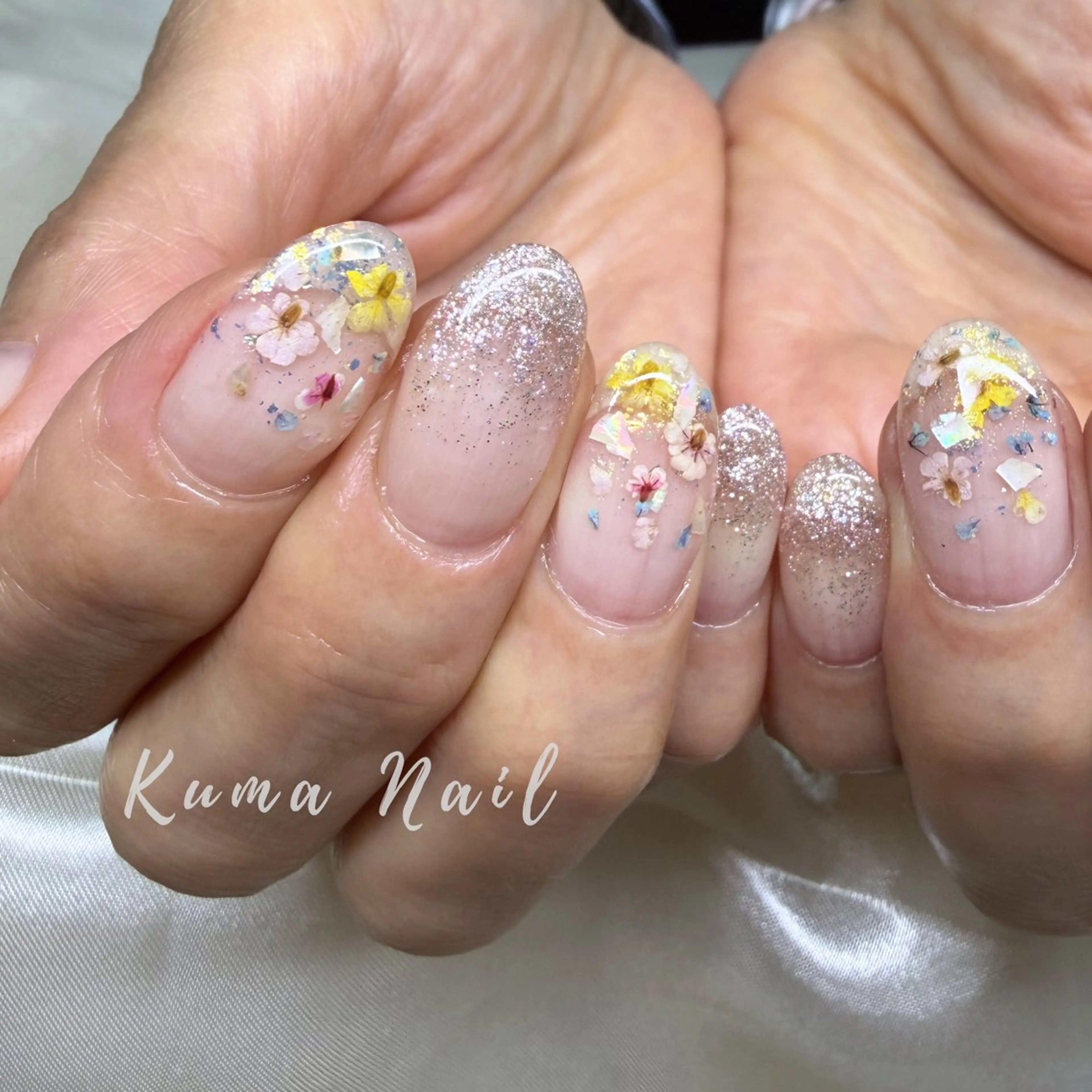 ネイル ラメ(グリッター) 春ネイル ハンドネイル Private salon Kuma Nail.所属・藤が丘ネイル Kuma Nailのネイルデザイン