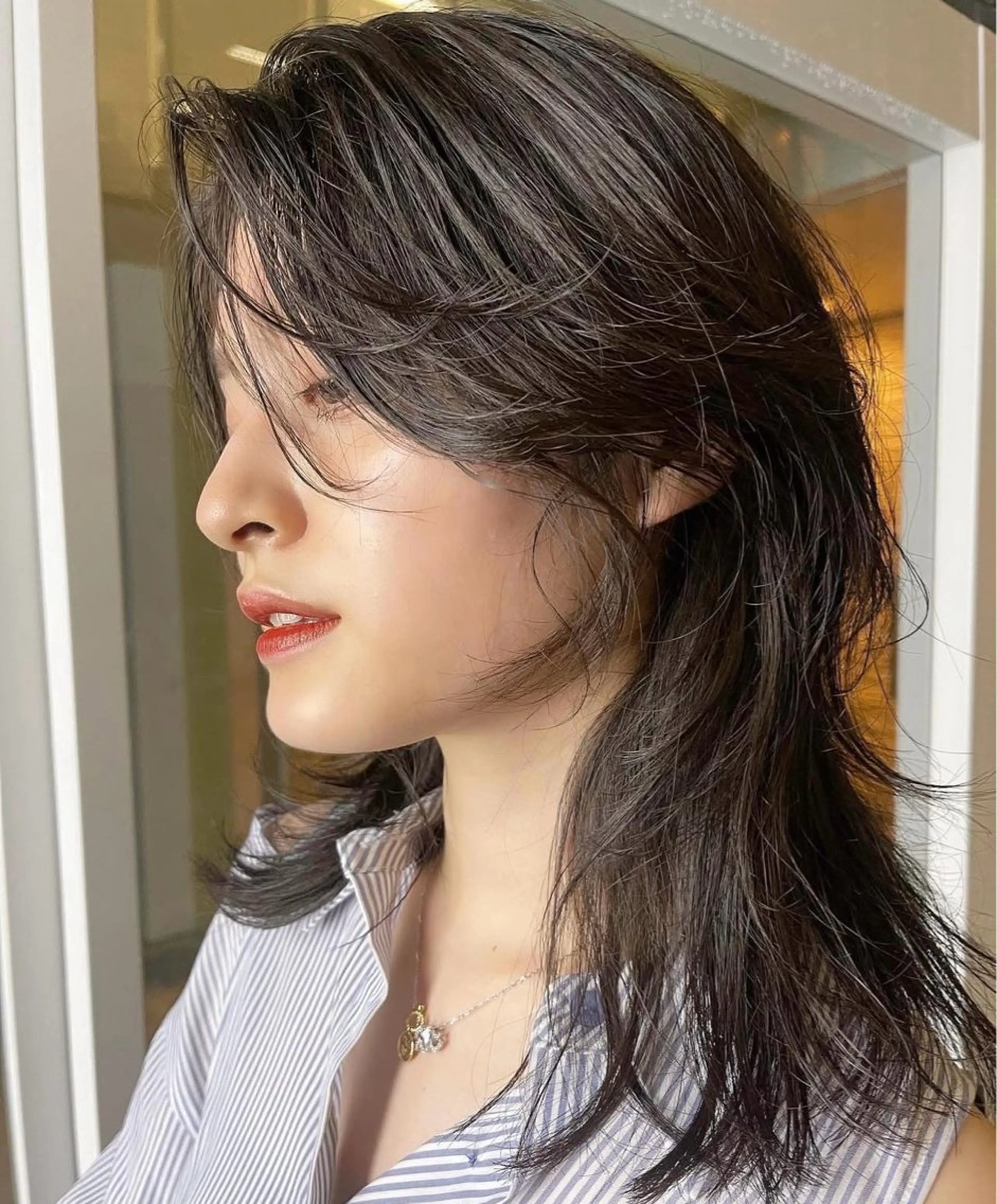 セミロング カラー パーマ ヘアアレンジ レイヤー/韓国/透明 感/Shionのヘアスタイル