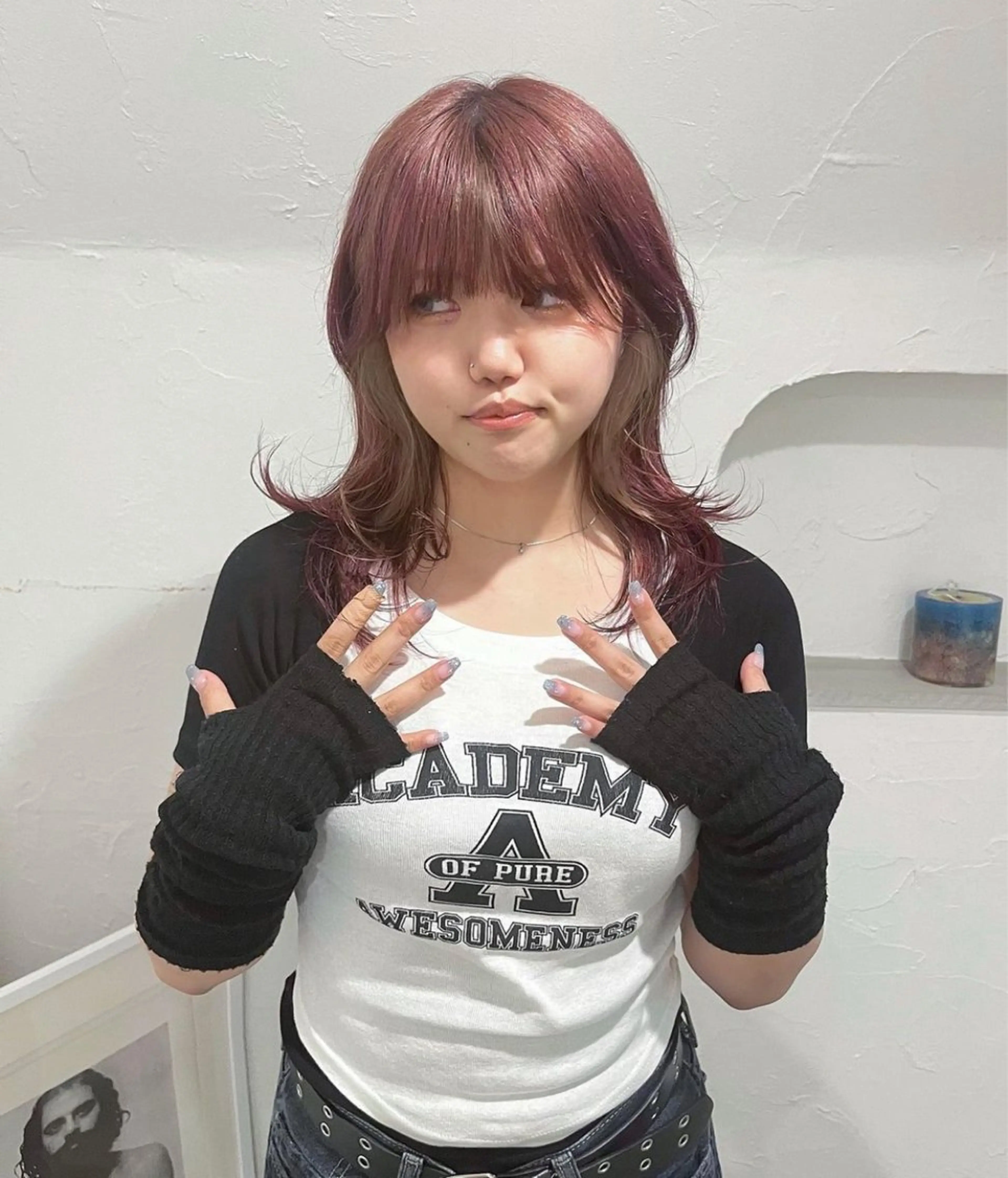 セミロング カラー ベージュカラー ブリーチ ピンクカラー ヘアカラー mikaze ˚✧₊☆*:.｡渋谷のヘアスタイル