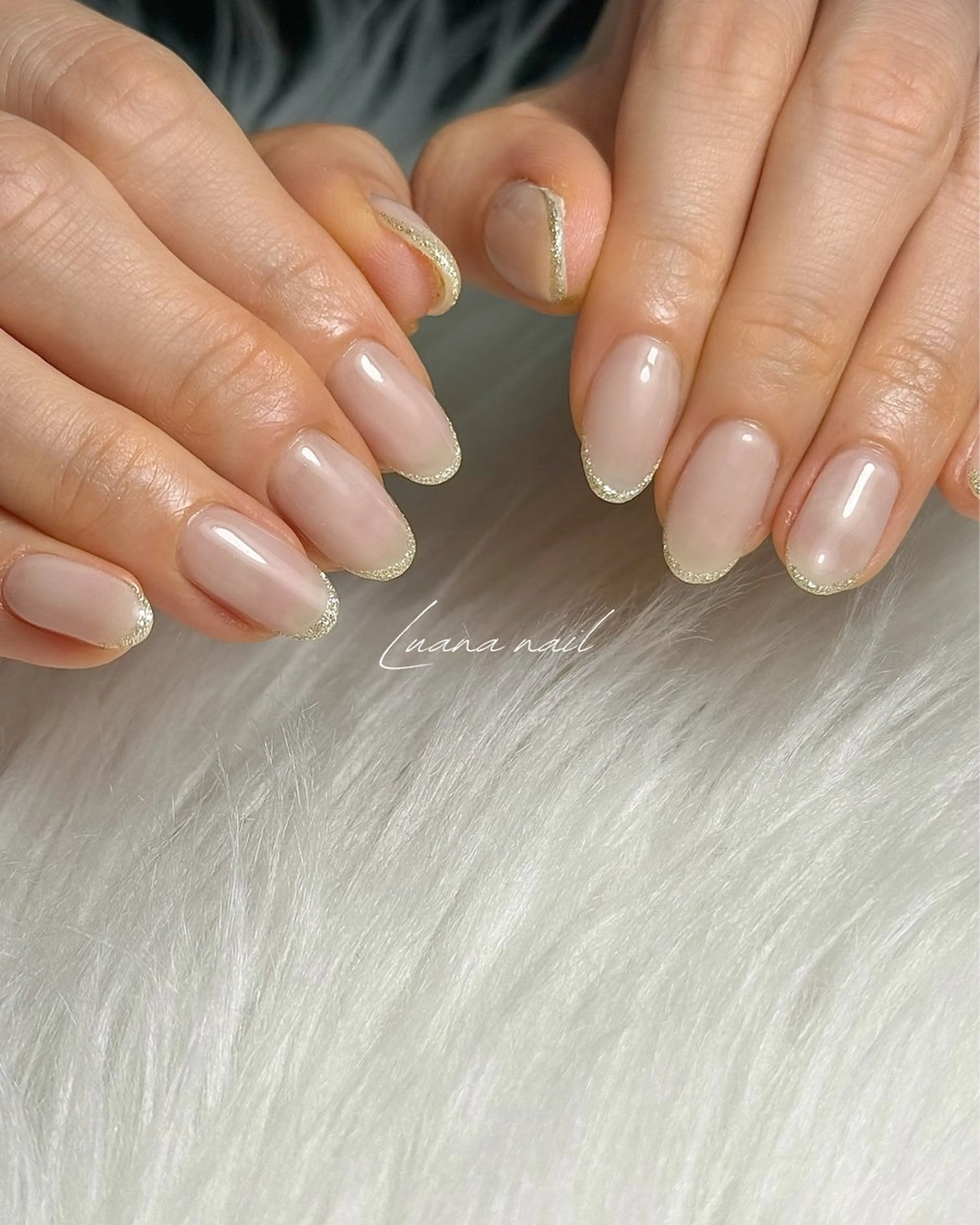 ネイル フレンチネイル ラメ(グリッター) Luana nailのネイルデザイン