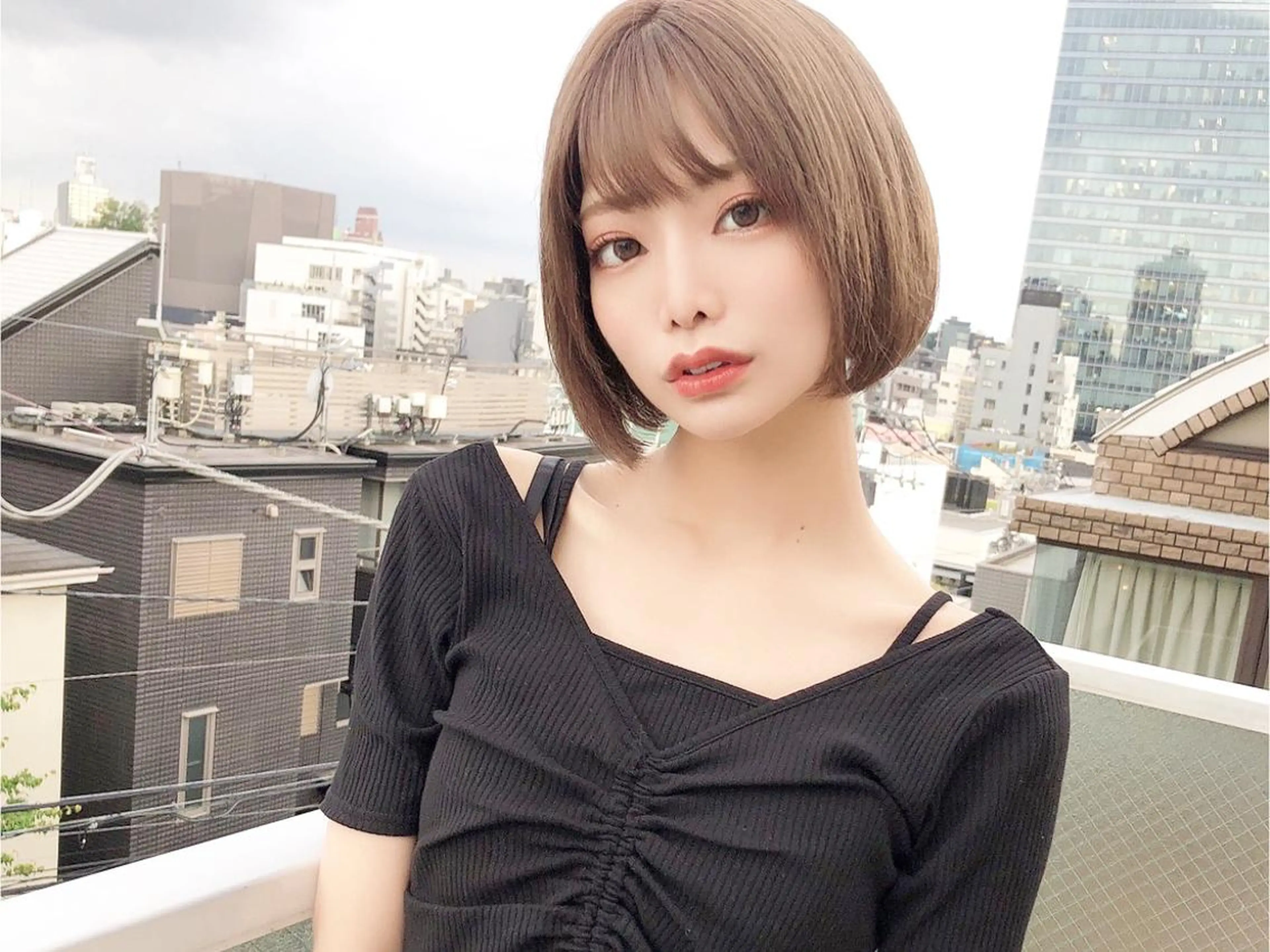 ミディアム カラー 前髪&顔周りカット/ 韓国レイヤー/シバタのヘアスタイル