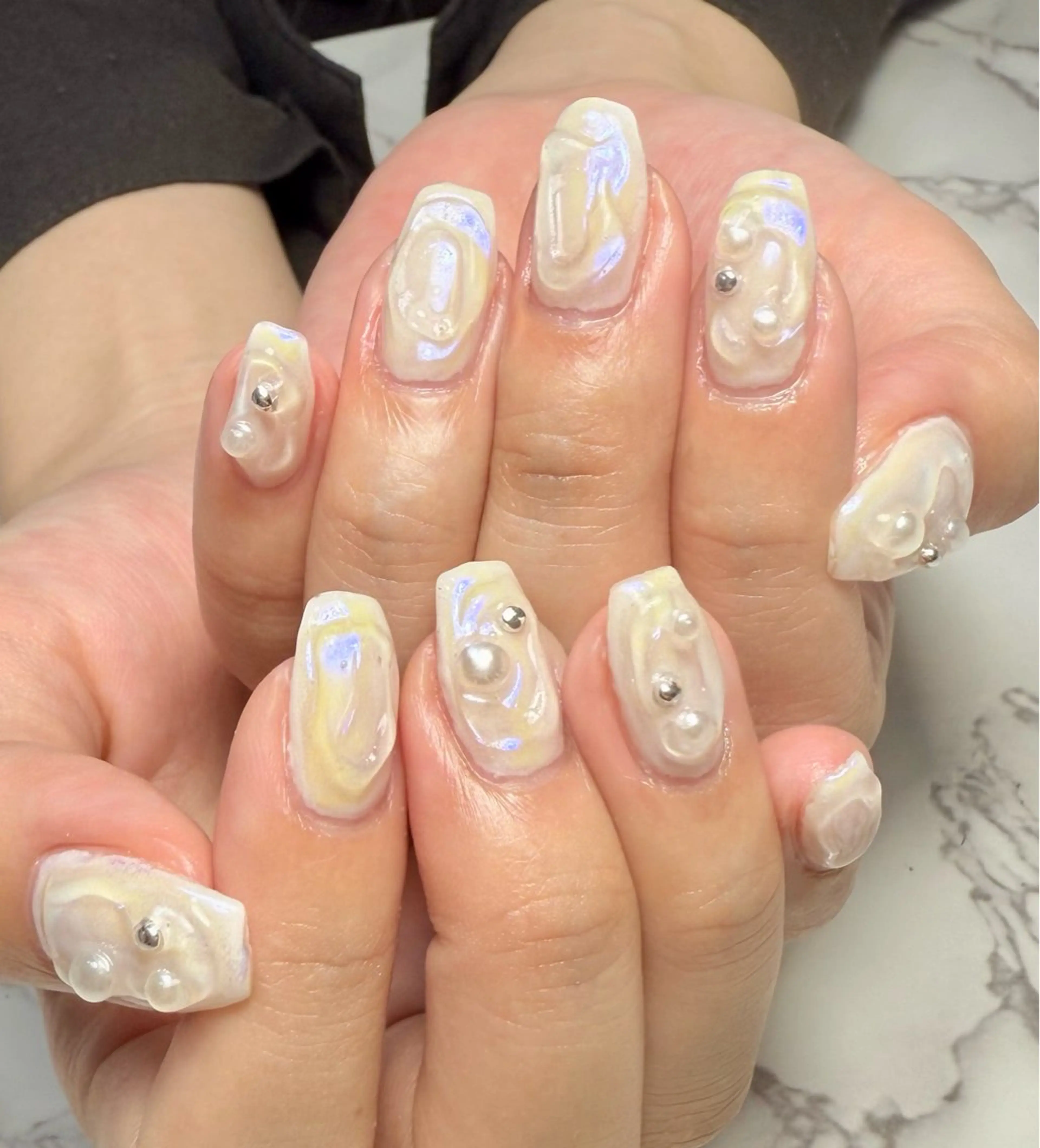 ネイル アニマル柄 アートネイル チークネイル フレンチネイル 氷ネイル・うるうるネイル M.N_ nailのネイルデザイン