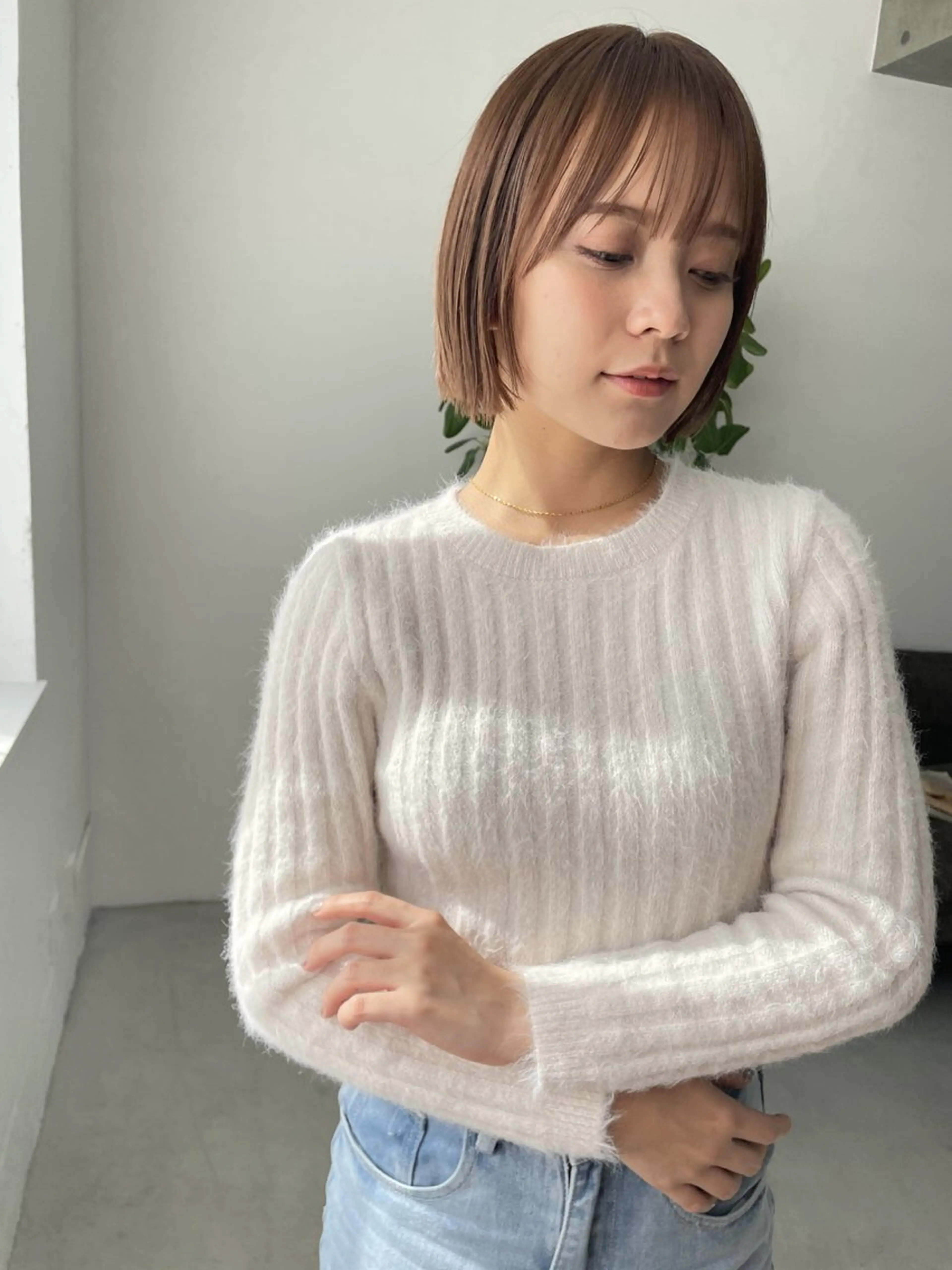 ミディアム パーマ ストレートパーマ 縮毛矯正 艶カラー YOSHIMURAのヘアスタイル