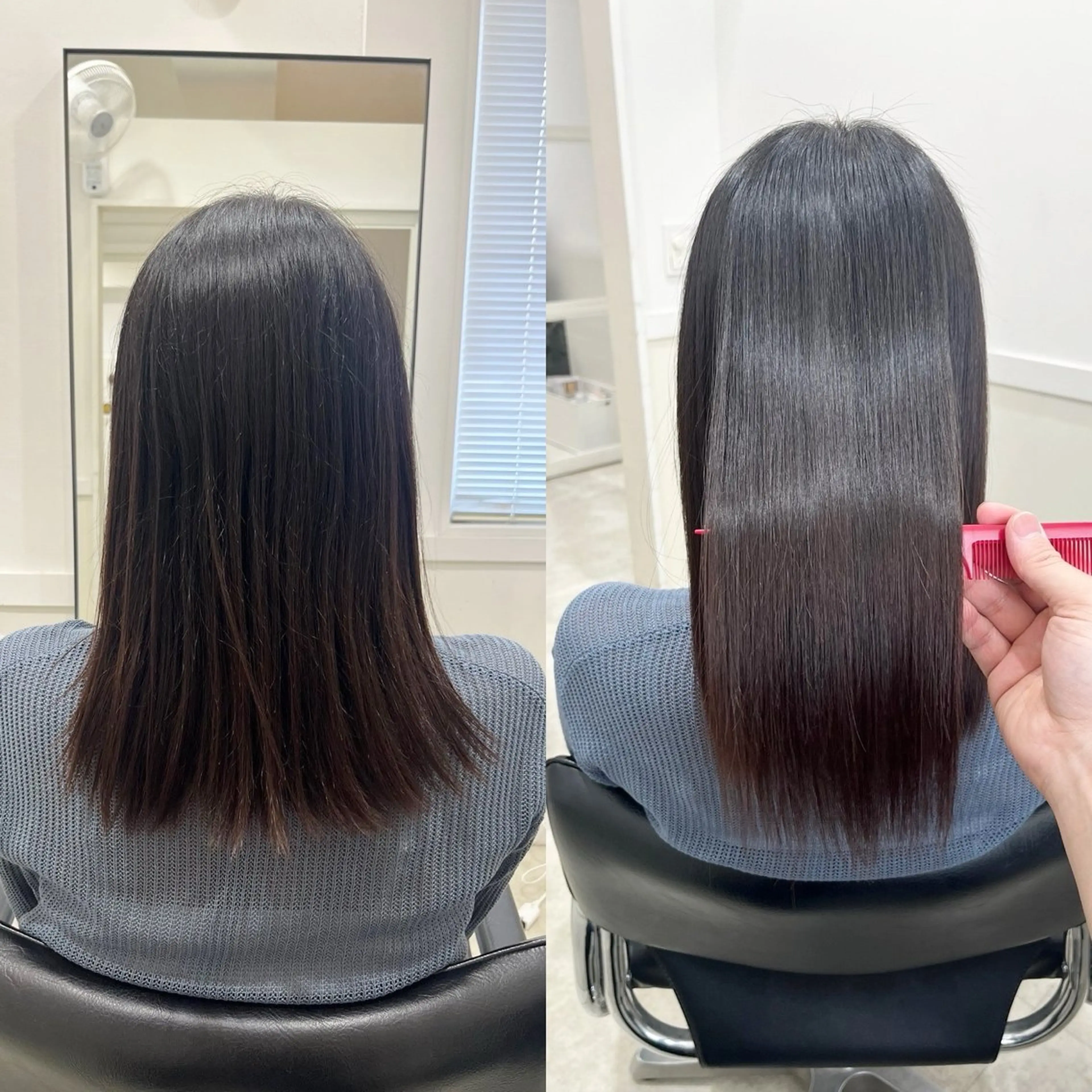 ミディアム 縮毛矯正/髪質改善 /レイヤー/韓国のヘアスタイル