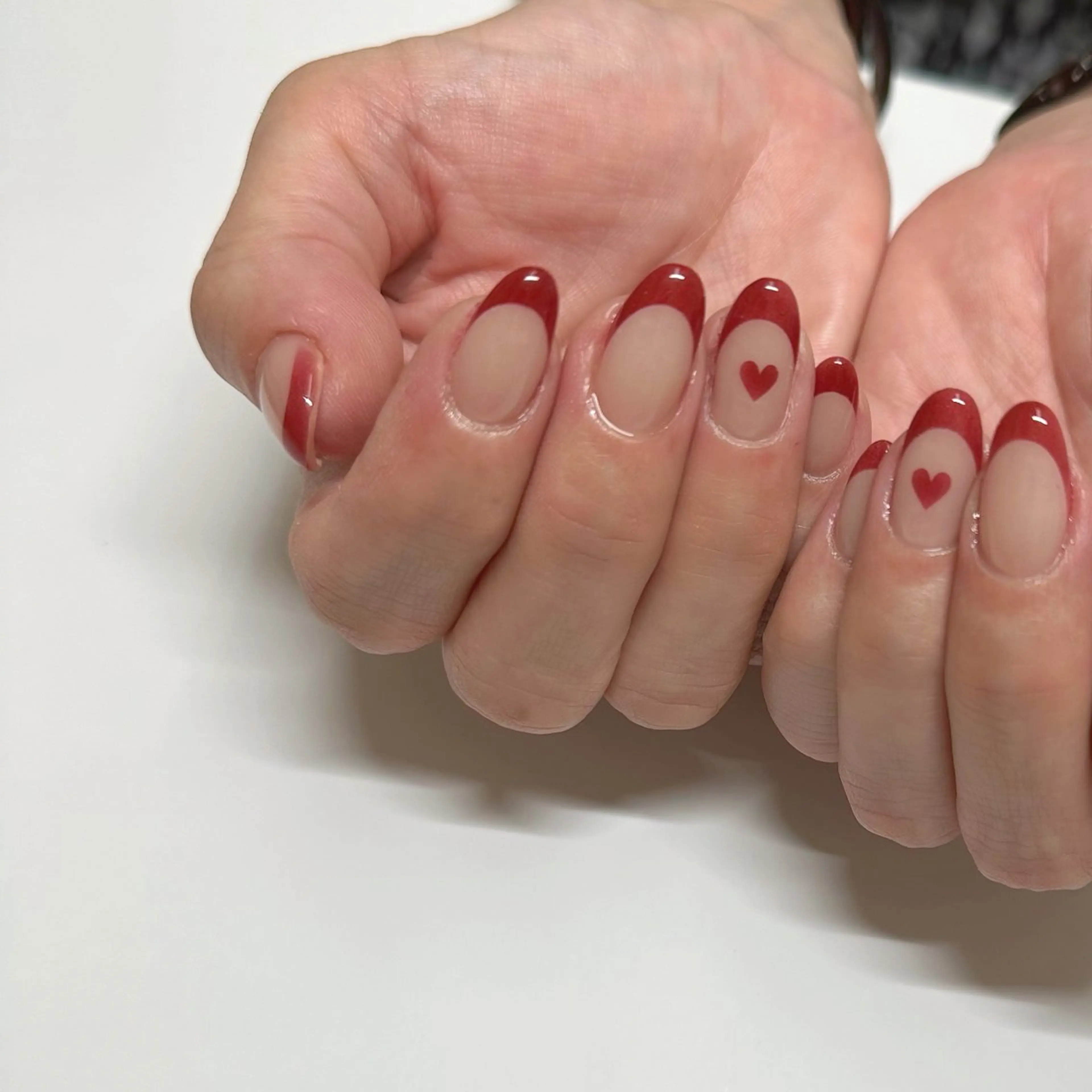 ネイル アートネイル ボルドー フレンチネイル ハート Faire MIKIのネイルデザイン