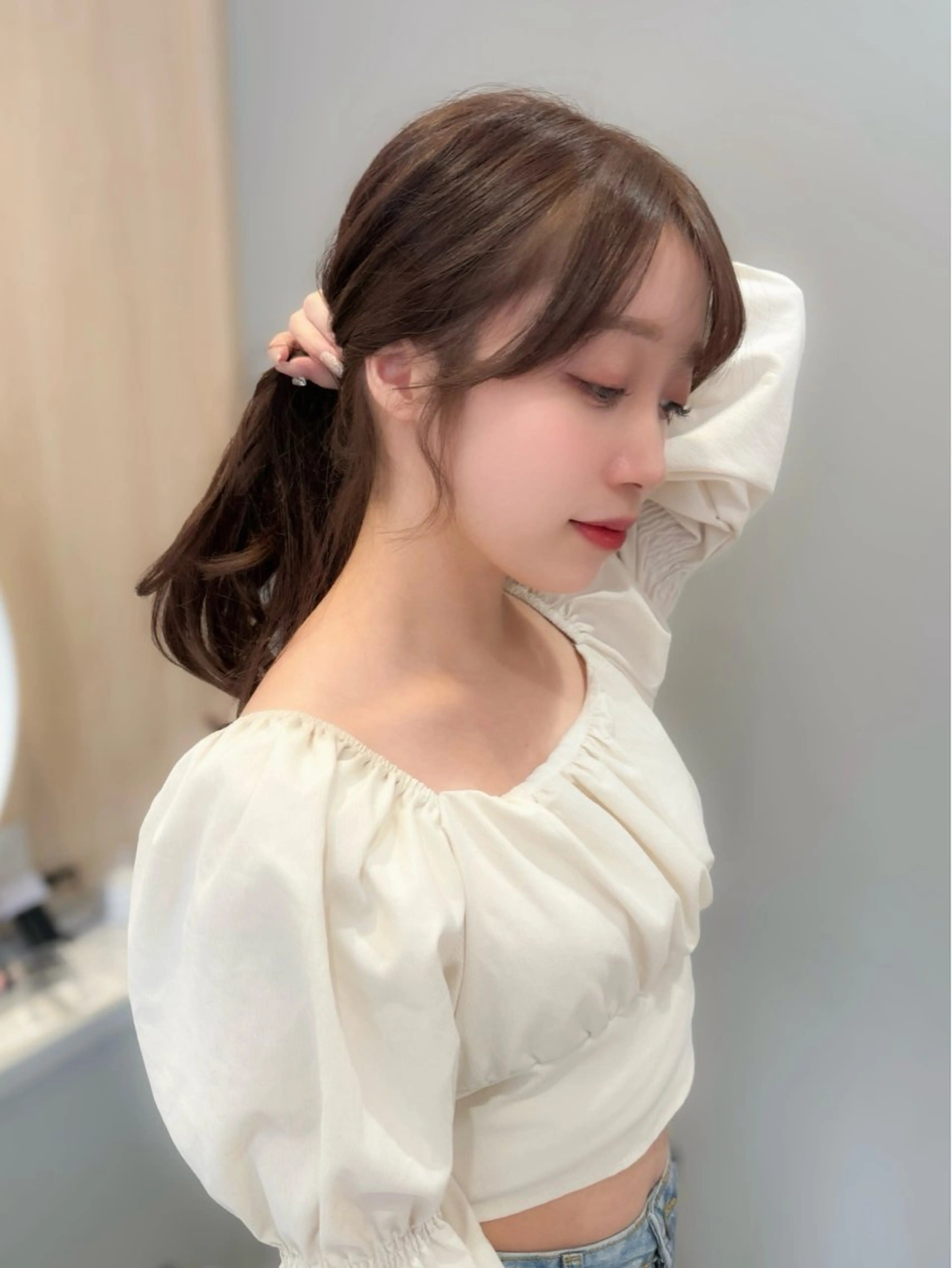 🔵🔴 何度でも利用可 顔周りカット(前髪カット)+極つやカラーの写真