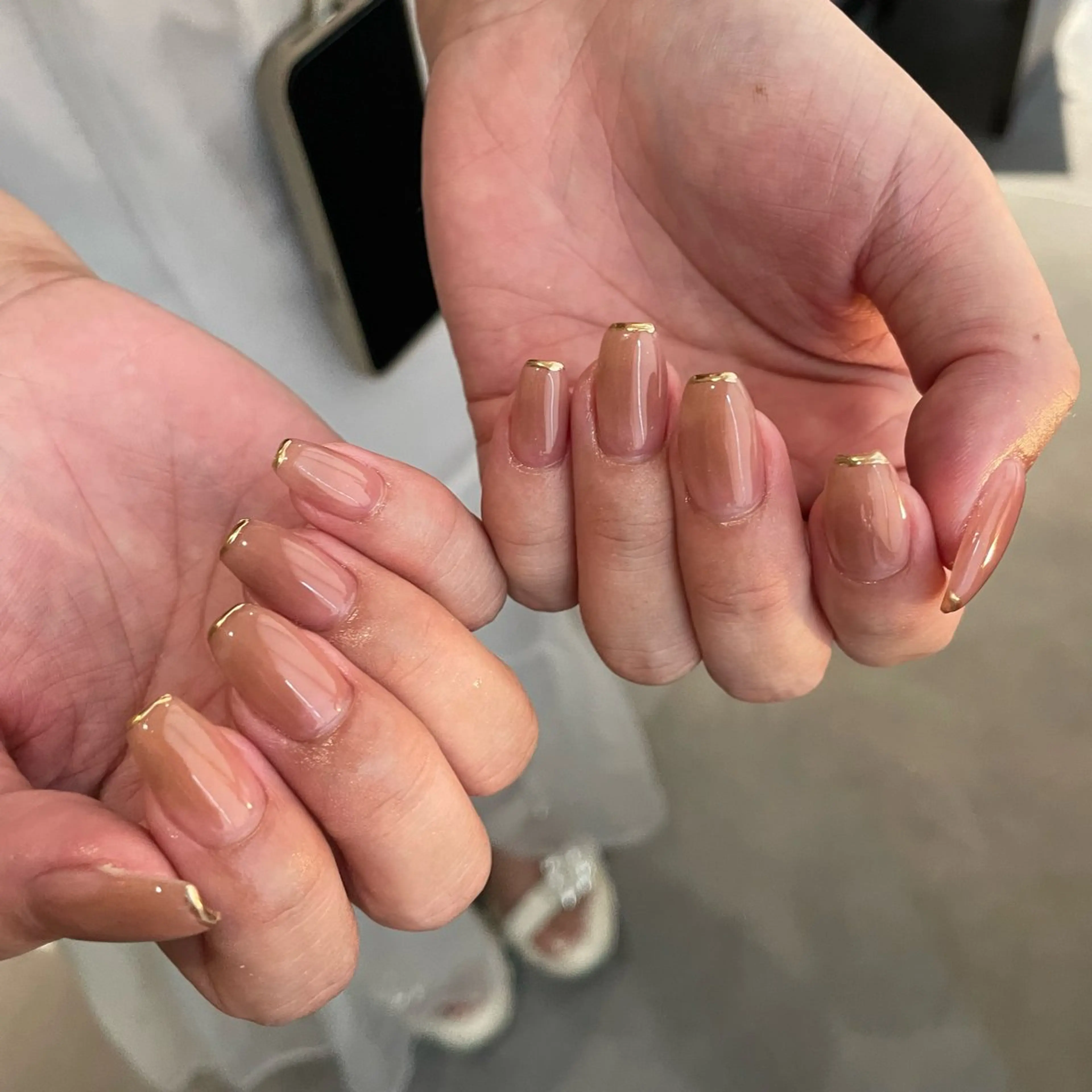 ネイル フレンチネイル ゴールド ミラーネイル ニュアンスネイル ハンドネイル etorca nailのネイルデザイン