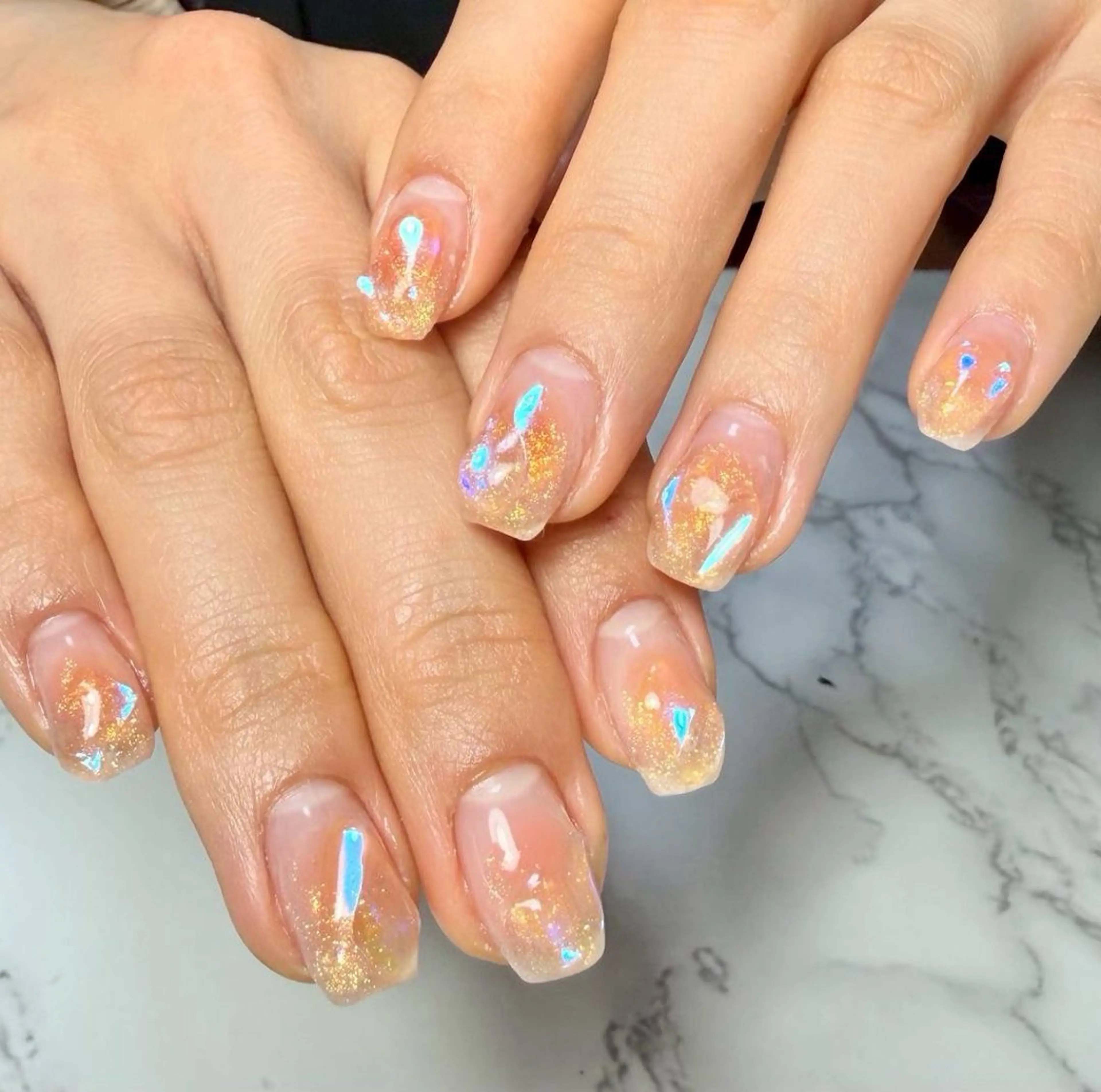 ネイル アートネイル チークネイル フラッシュネイル フラッシュマグ フレンチネイル M.N_ nailのネイルデザイン