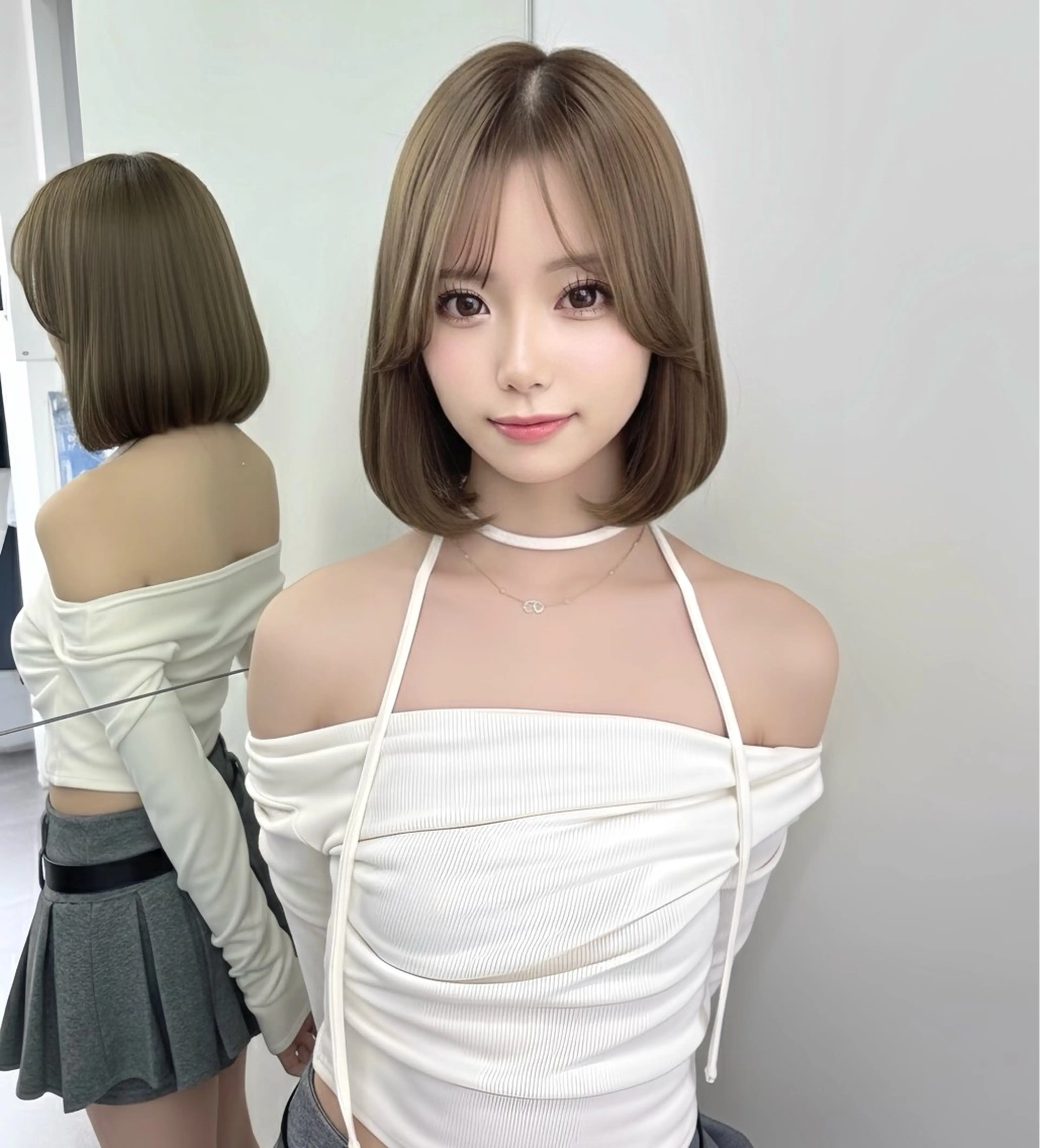 ミディアム カラー カット ヘアカラー トリートメント レイヤー\髪質改善\ ボブ特化\たかひろのヘアスタイル