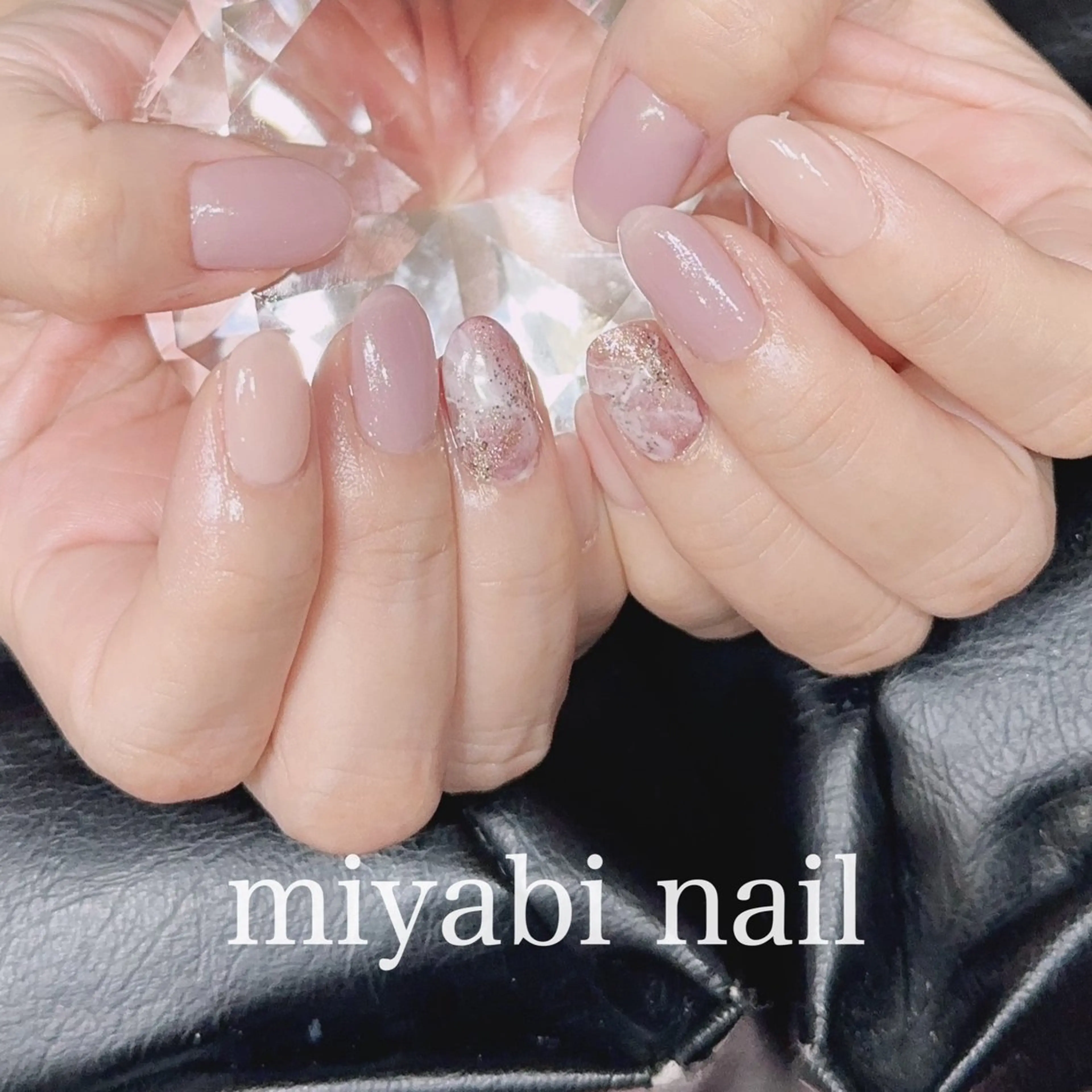 ネイル アートネイル ラメ(グリッター) 持ち込み ニュアンスネイル ピンク ハンドネイル miyabi nail 桂川駅近くのネイルデザイン