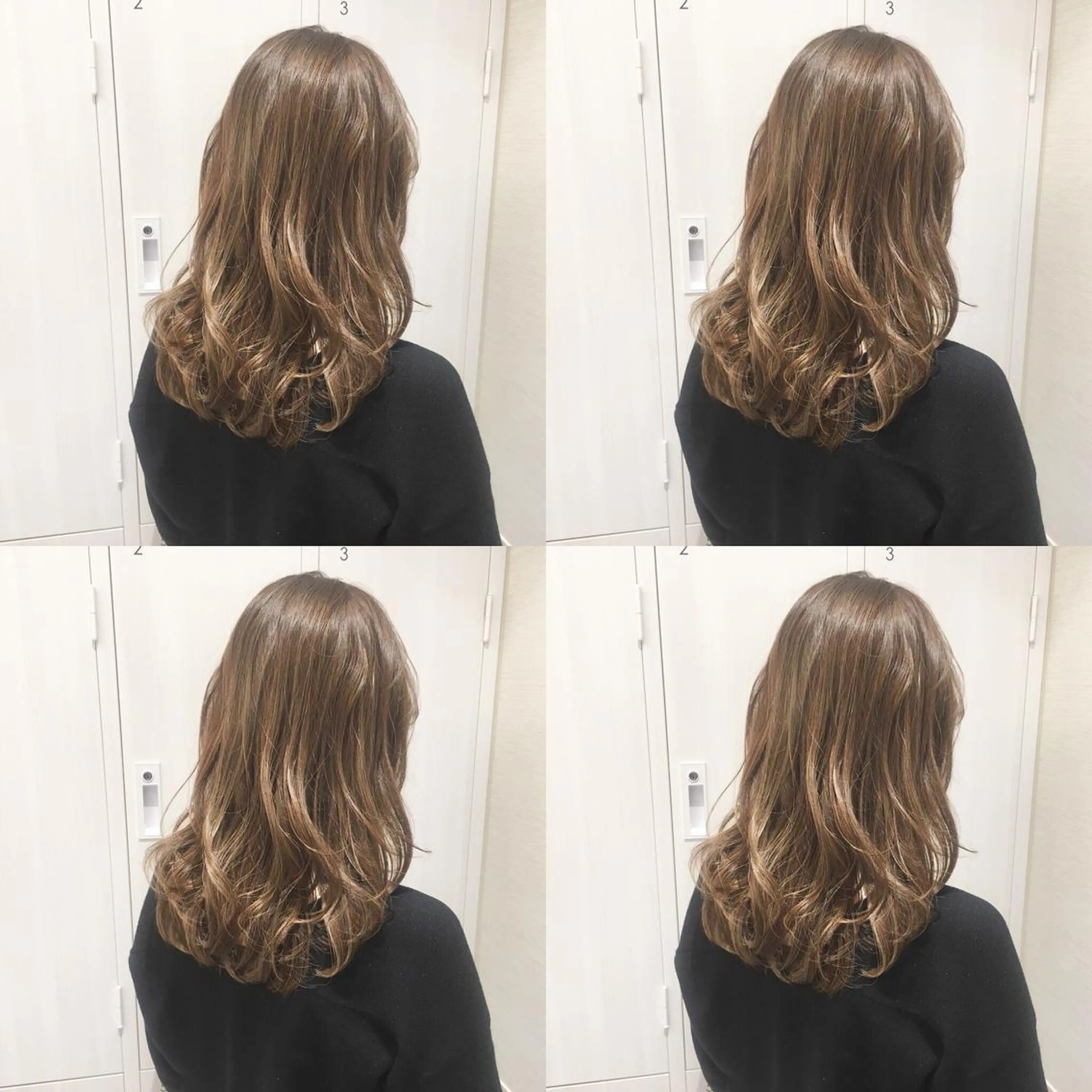 セミロング カラー アッシュ ベージュカラー 透明感カラー ダブルカラー グラデーションカラー レイヤー/韓国/ 顔周り/しんやのヘアスタイル