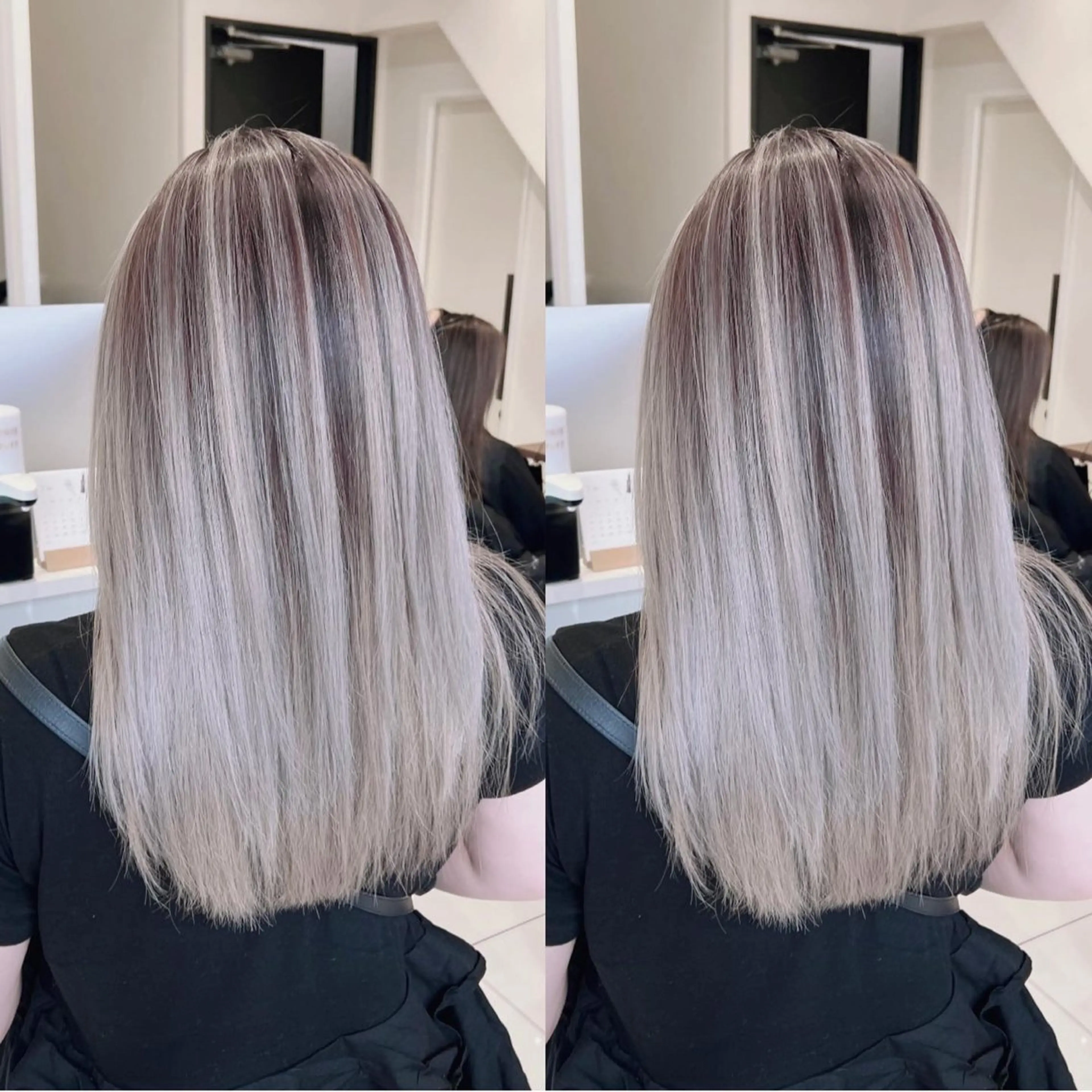 ロング カラー ブリーチ ケアブリーチ ヘアカラー オフホワイトアンドなんば所属・福西 洋斗のヘアスタイル