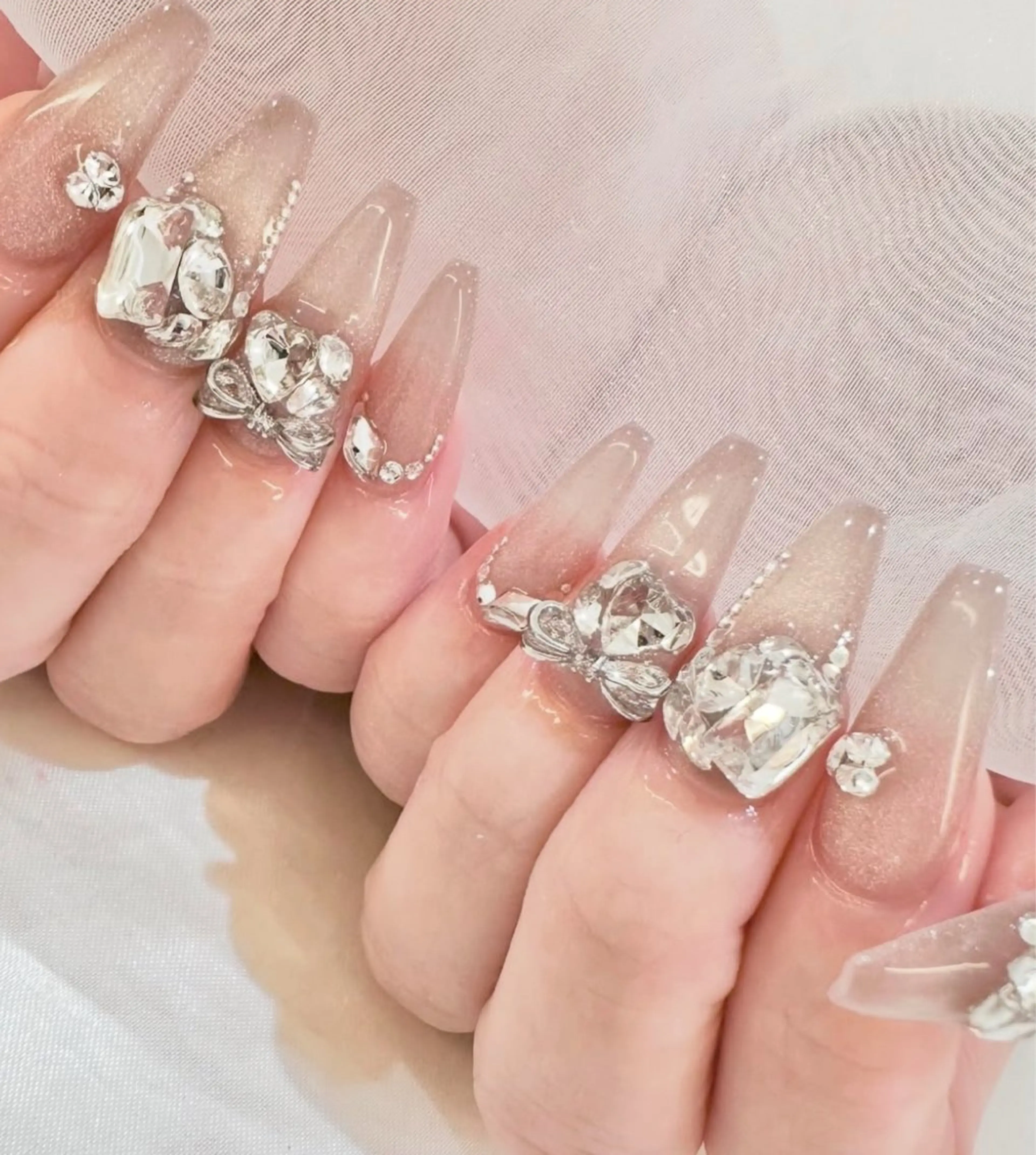 ネイル アートネイル ジェルネイル キラキラネイル ミラーネイル ピンク ハンドネイル Ryunail所属・Ryu Nail NekoChanのネイルデザイン