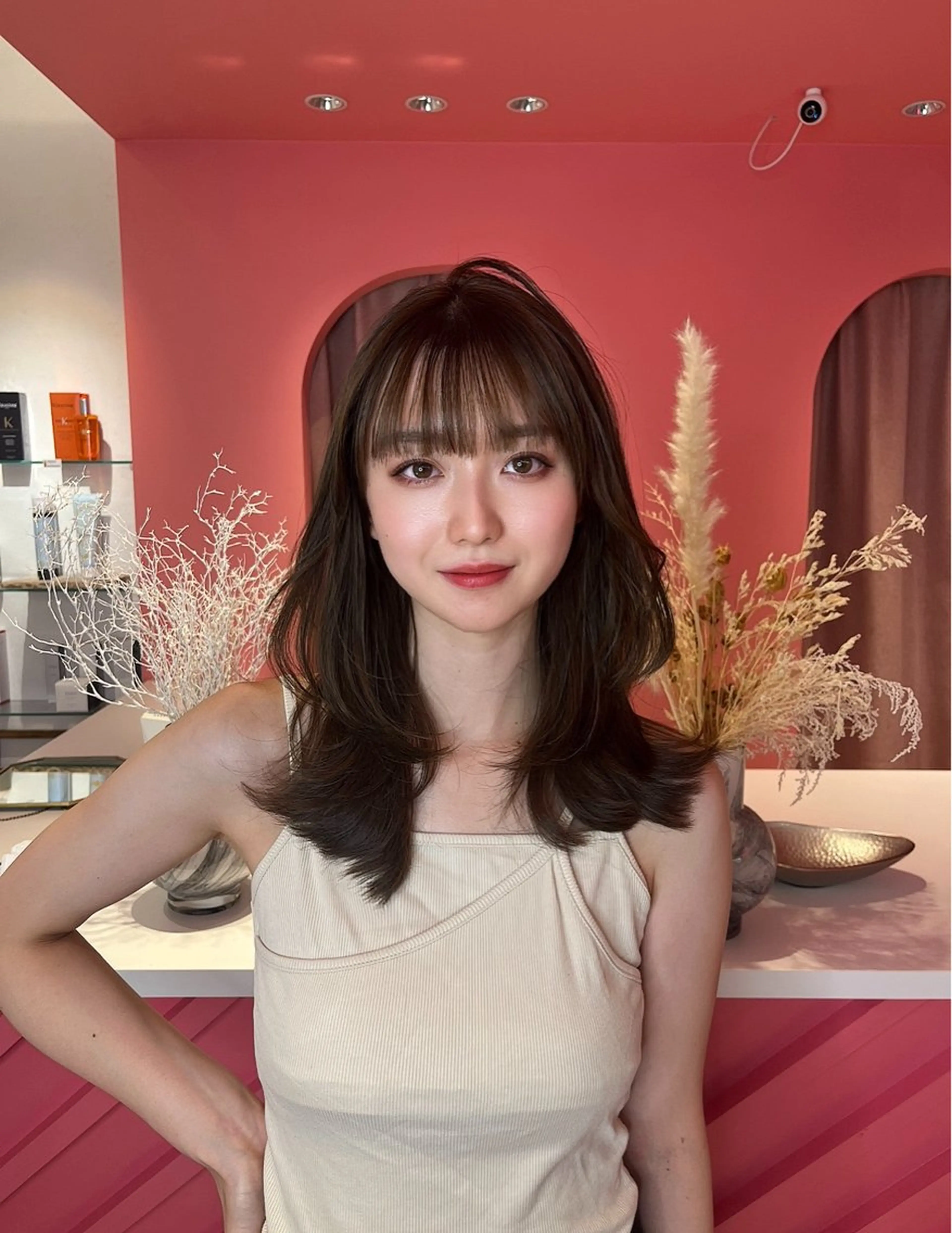 ミディアム カラー 山崎/ボブ縮毛矯正 レイヤー髪質改善のヘアスタイル