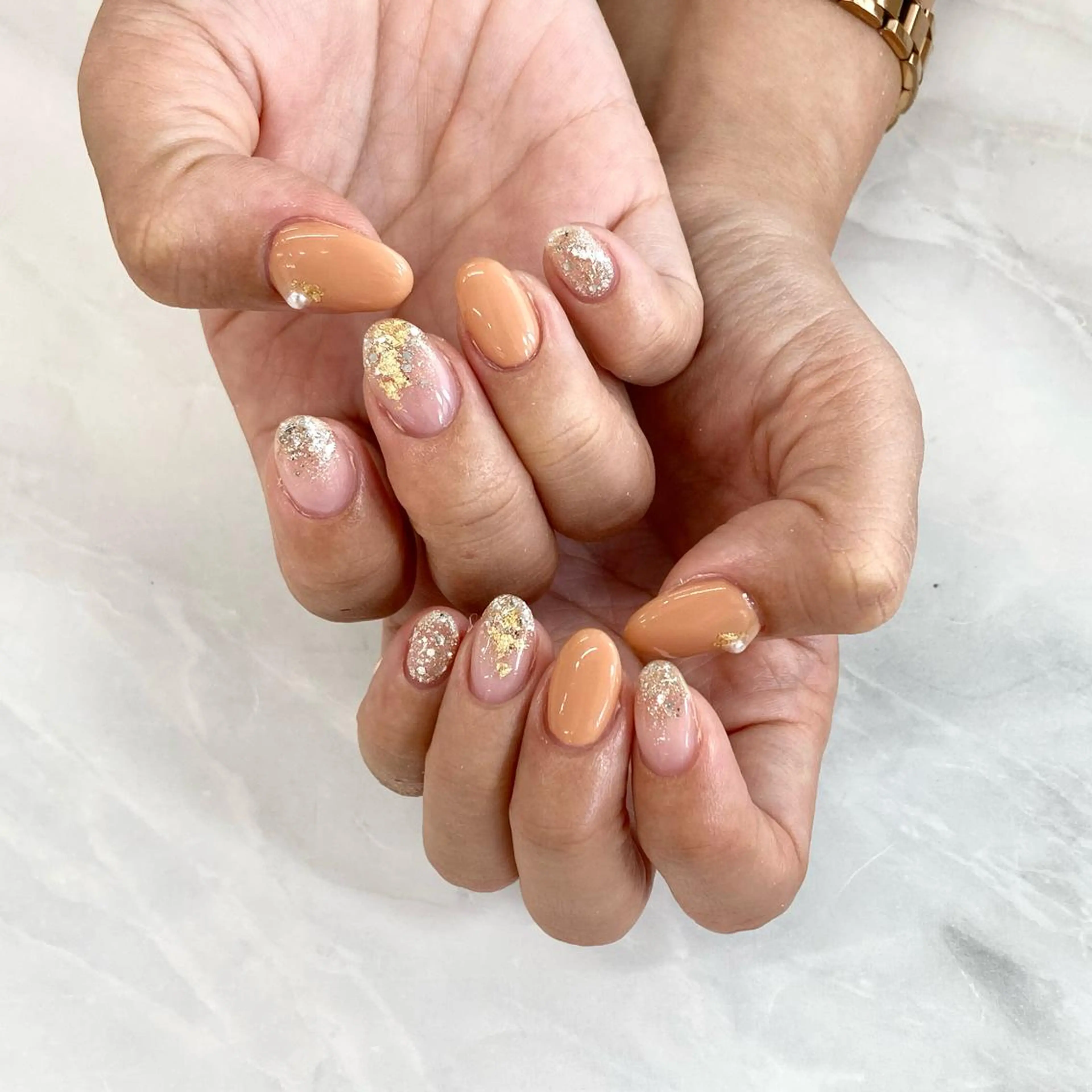 ネイル オレンジ KODA308 Saoriのネイルデザイン