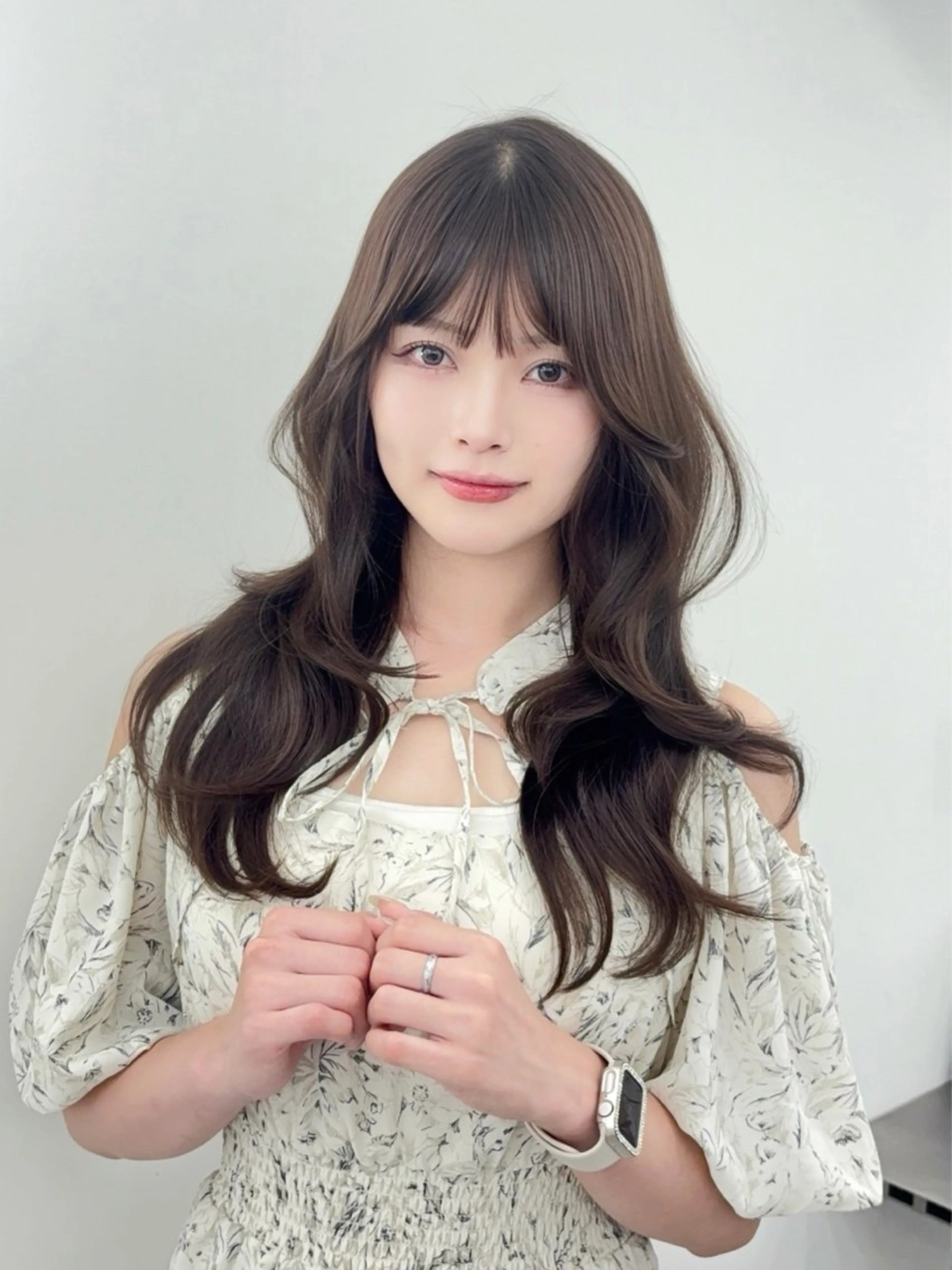 ロング カラー 小顔カット カット ヘアカラー トリートメント 韓国ヘア/レイヤー/ 顔まわり足立遥奈のヘアスタイル