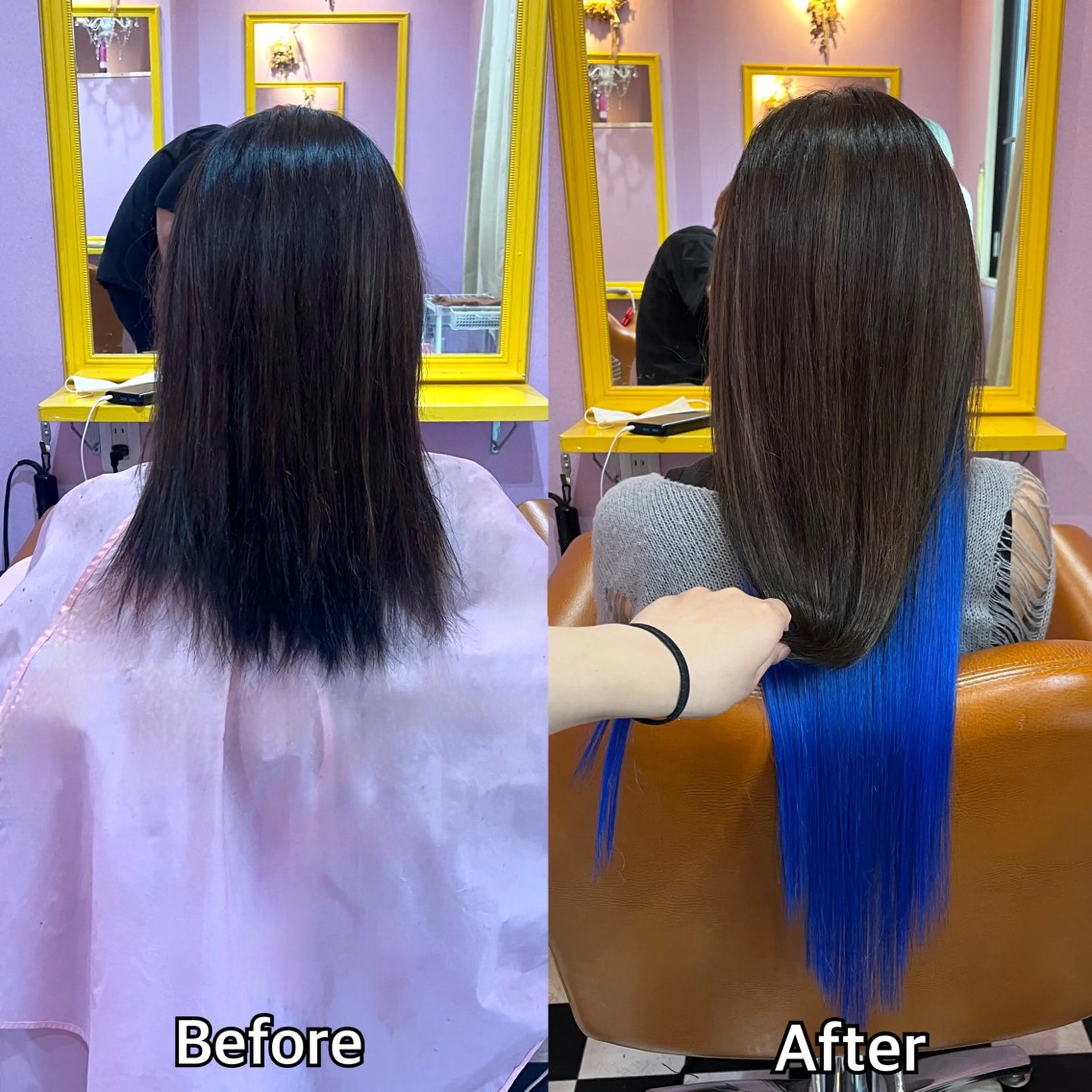 ロング シール＋ちび編み込み エクステ梅田🐨のヘアスタイル