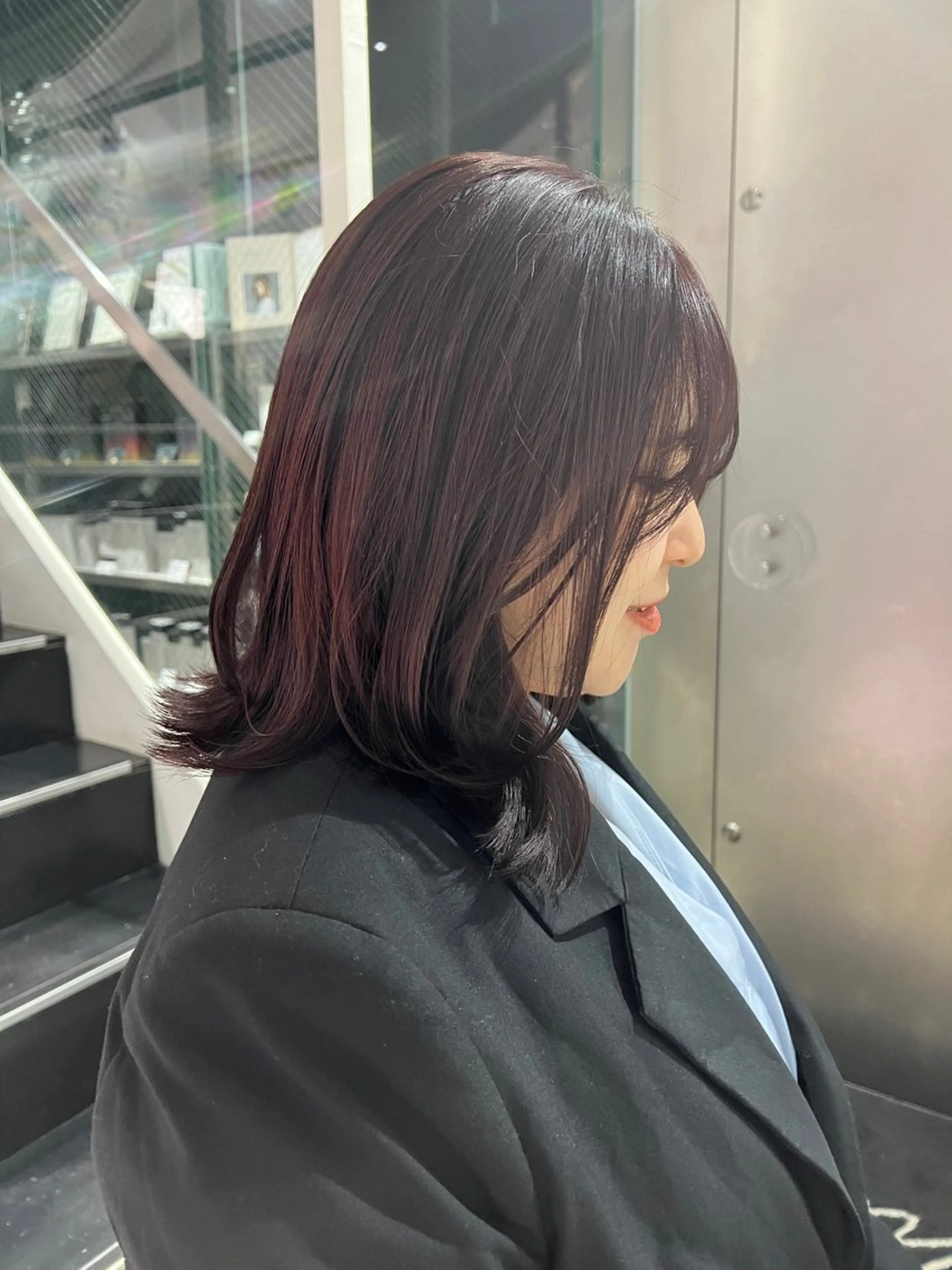 ミディアム カラー レッドカラー とびまつ /ショート/脱白髪染のヘアスタイル