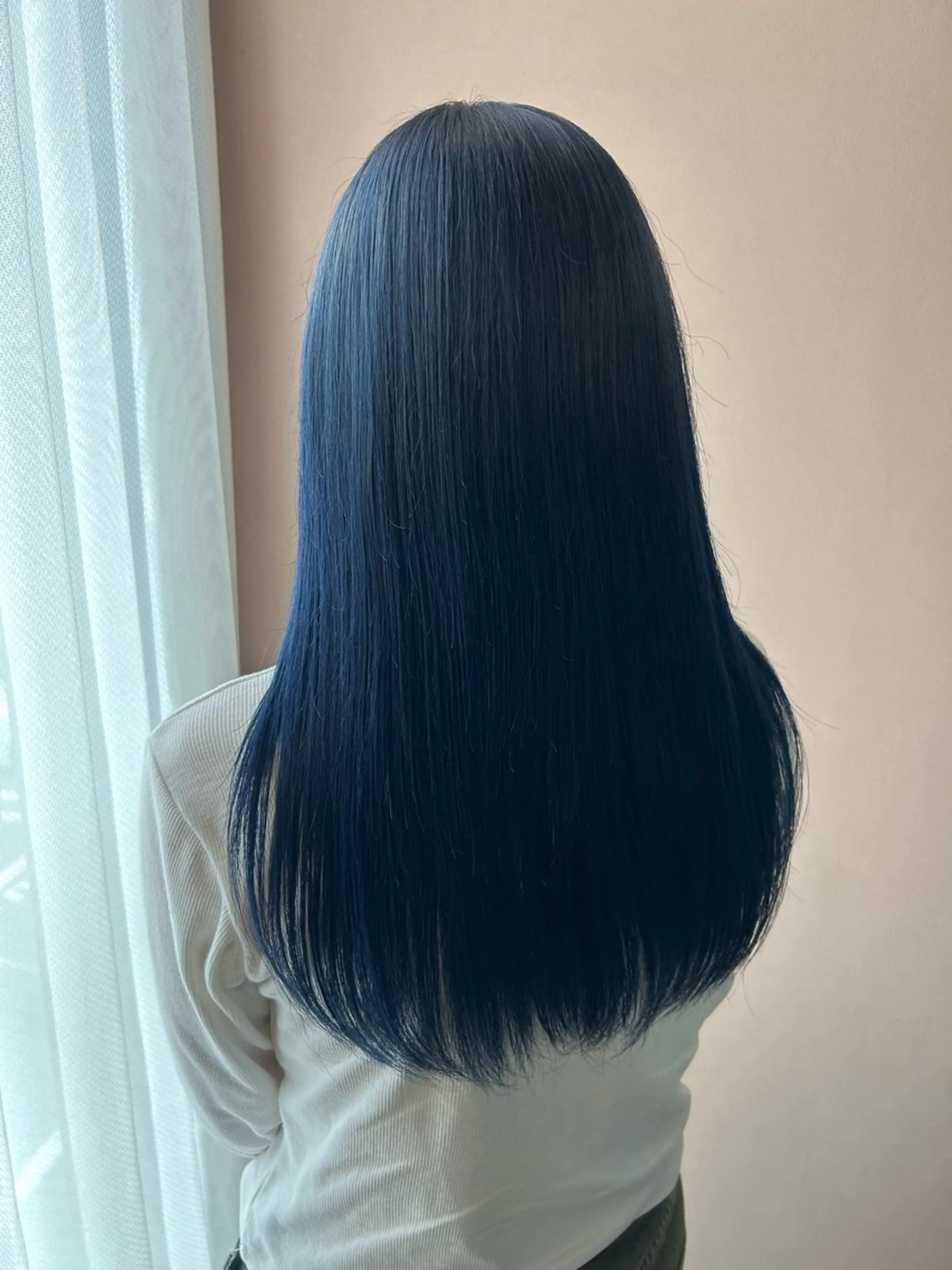 ロング カラー ブリーチ ブルーカラー デザインカラー グラデーションカラー ネイビーカラー カット ヘアカラー トリートメント hub hair レイヤー/透明感のヘアスタイル