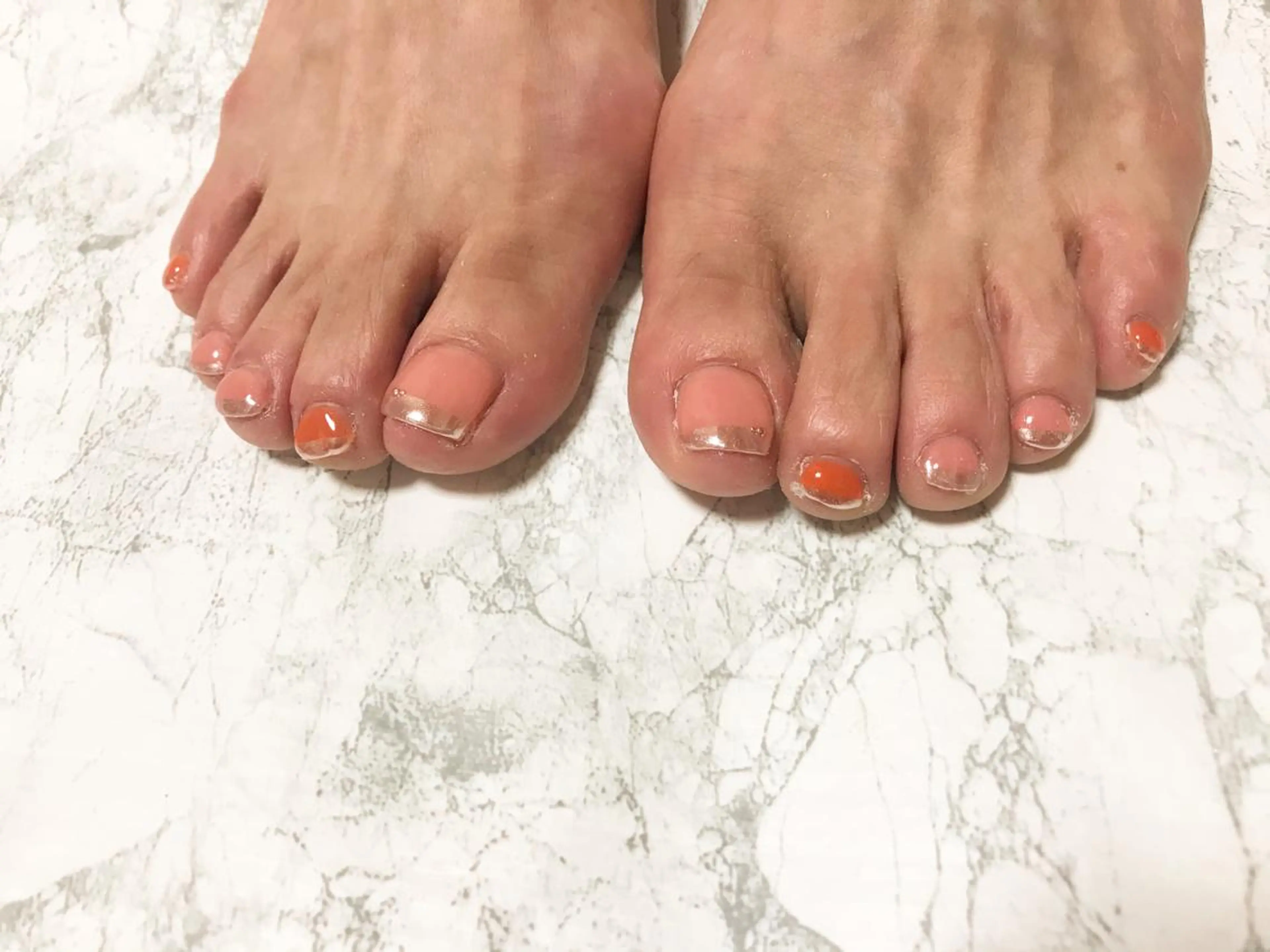 ネイル フットネイル フレンチネイル ミラーネイル ニュアンスネイル シンプルネイル ネイル フフラ所属・nail fufla ♡yamane♡のネイルデザイン