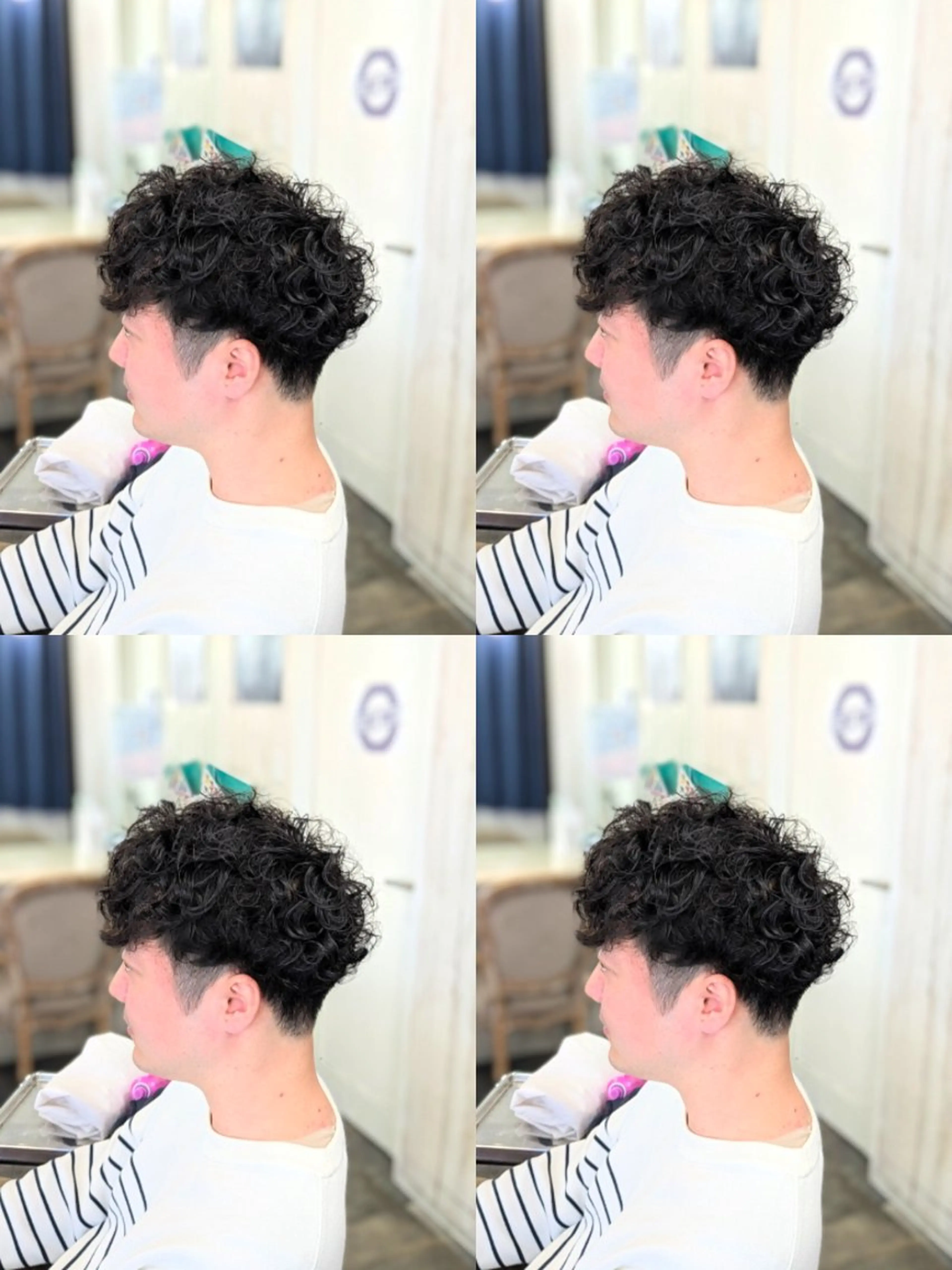 メンズ パーマ アップバング センターパート フェードカット メンズ韓国風 韓国マッシュ カット パーマ トリートメント メンズパーマ/顔周り レイヤー店長えのもとのヘアスタイル