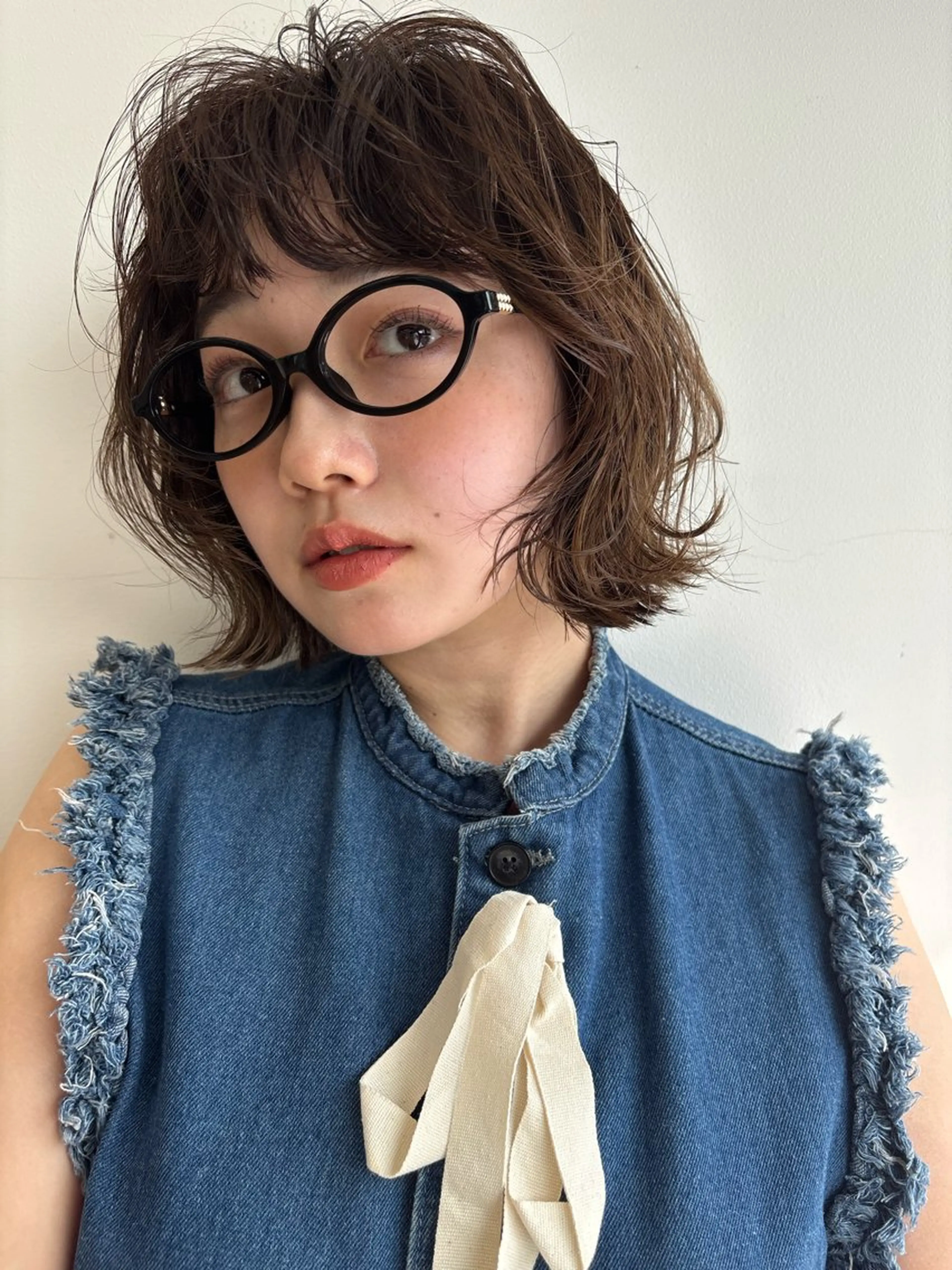 ミディアム カラー パーマ カット ヘアカラー パーマ ツキノキ ミナのヘアスタイル