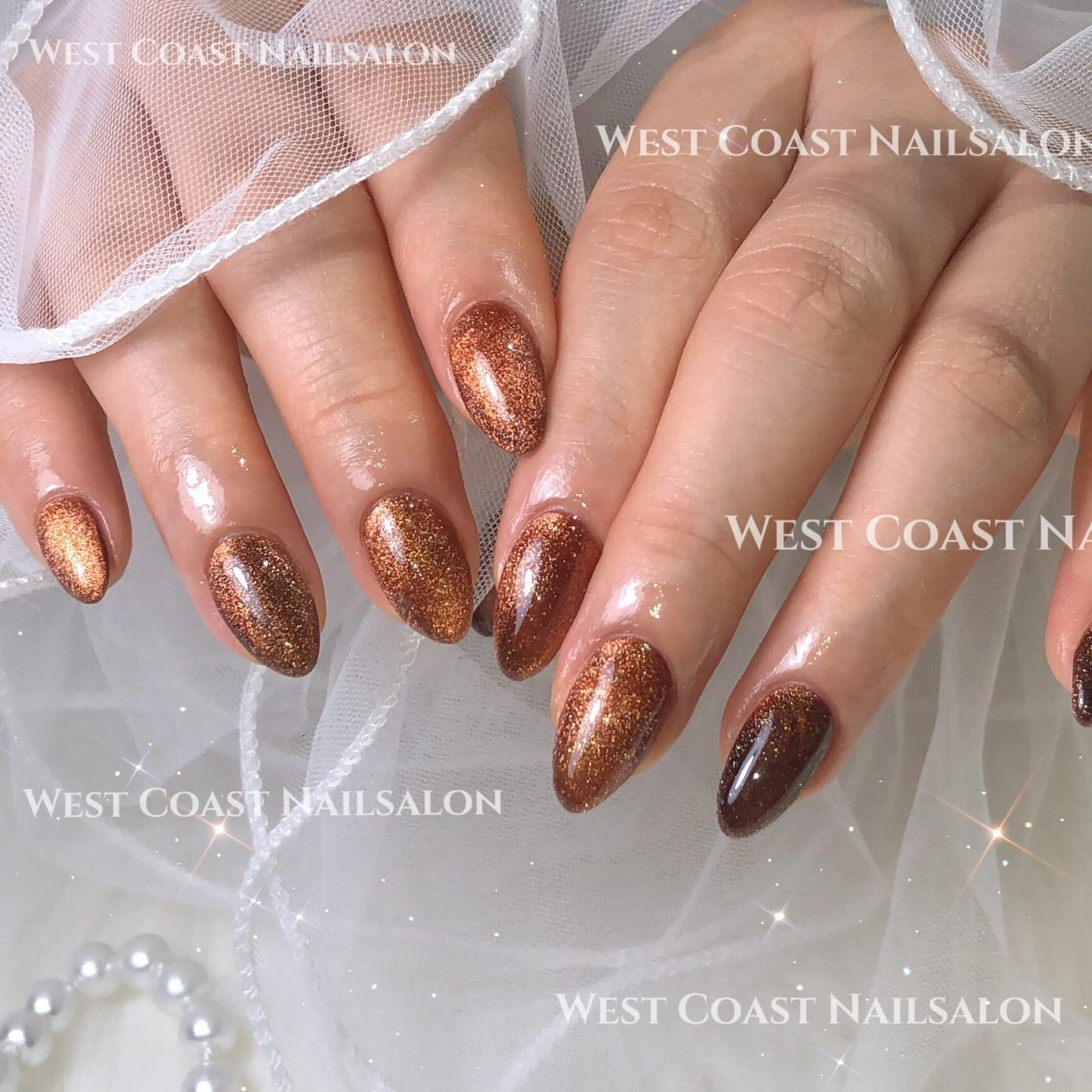 ネイル リボン、ガーリー パーツ放題専門店のネイルデザイン