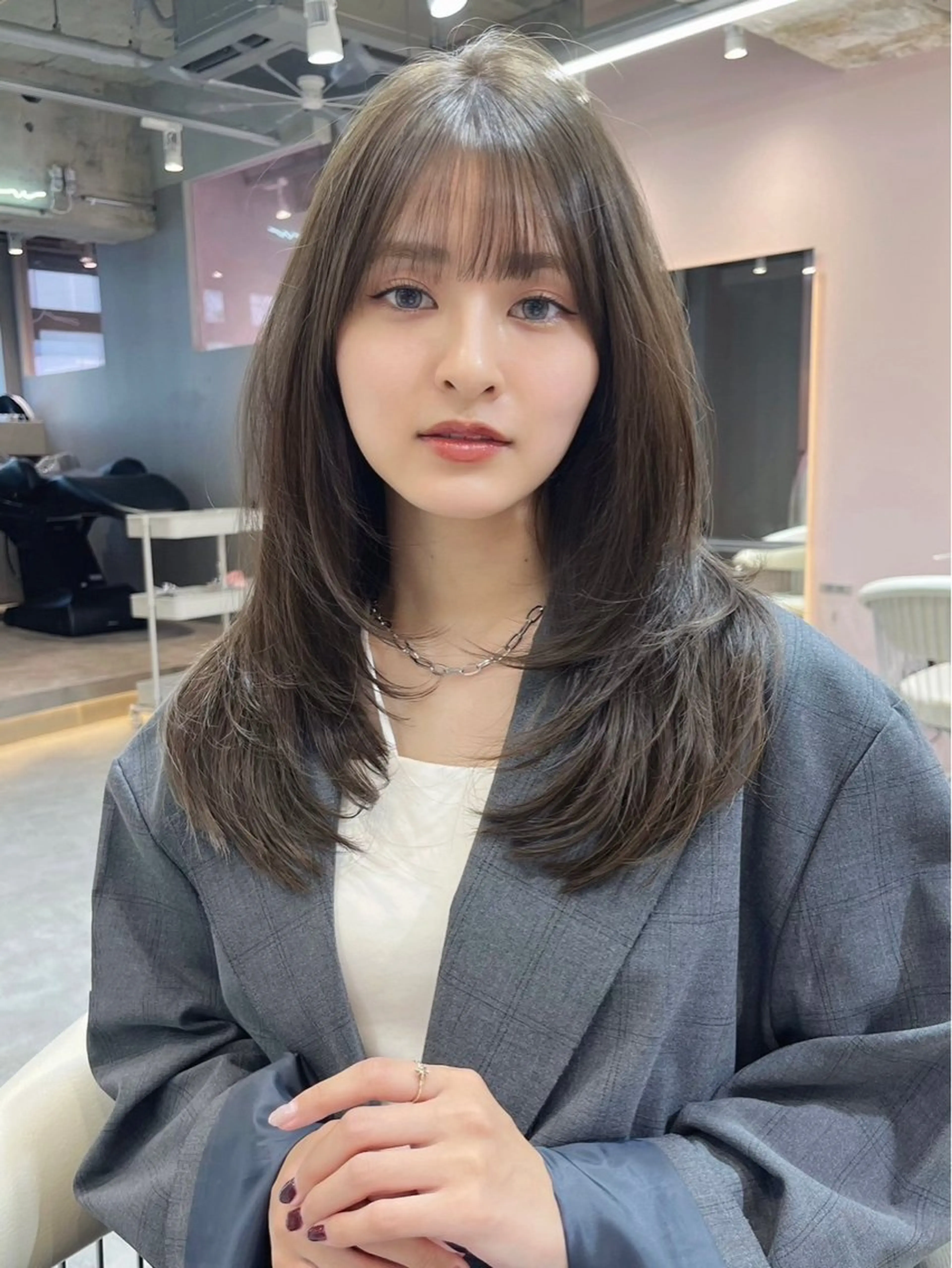 セミロング レイヤーカット ボブ/縮毛矯正/美髪 髪質改善/大和田拓夢のヘアスタイル