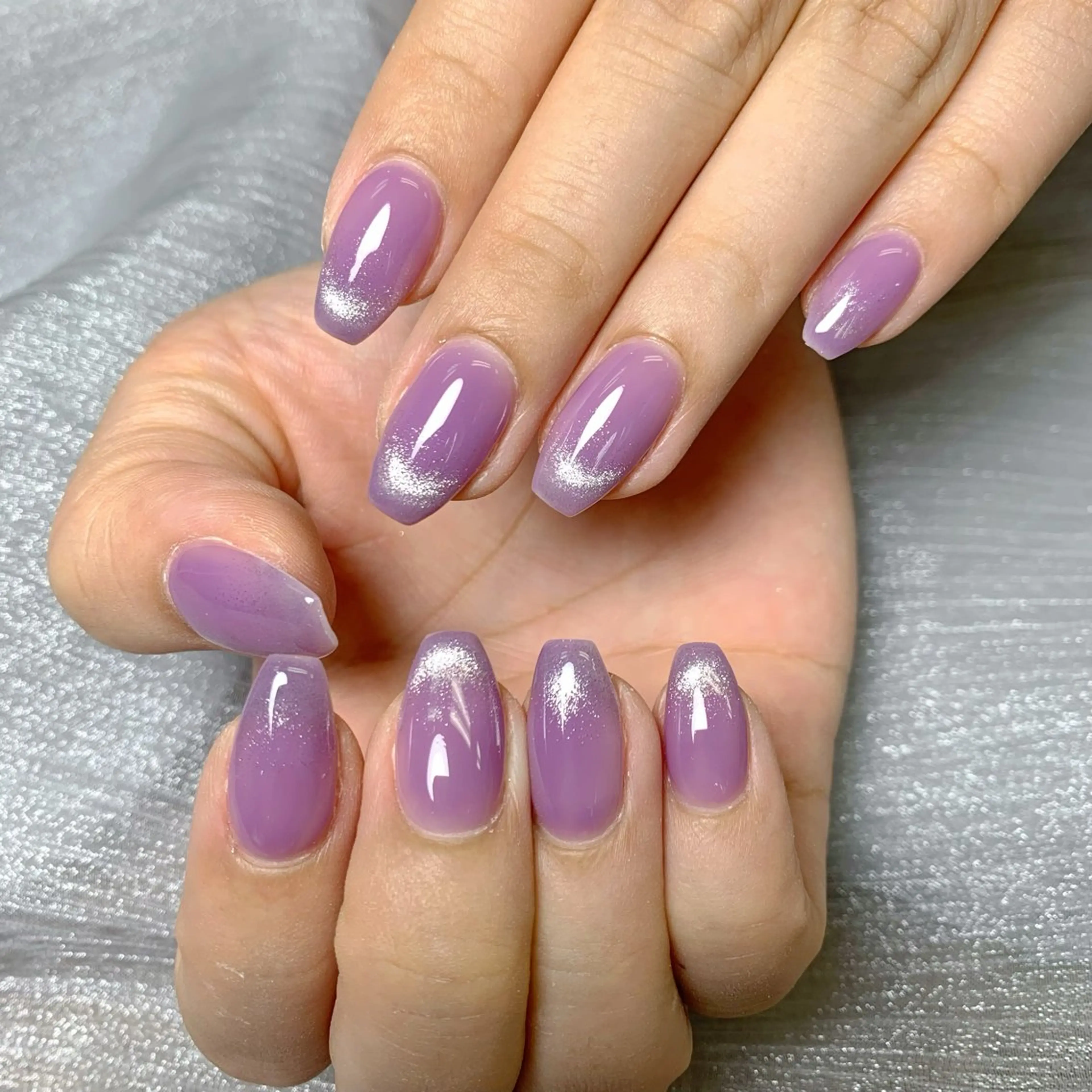 ネイル フレンチネイル キラキラネイル 韓国ネイル 水色 マグネットネイル ハンドネイル なつみ wooのネイルデザイン