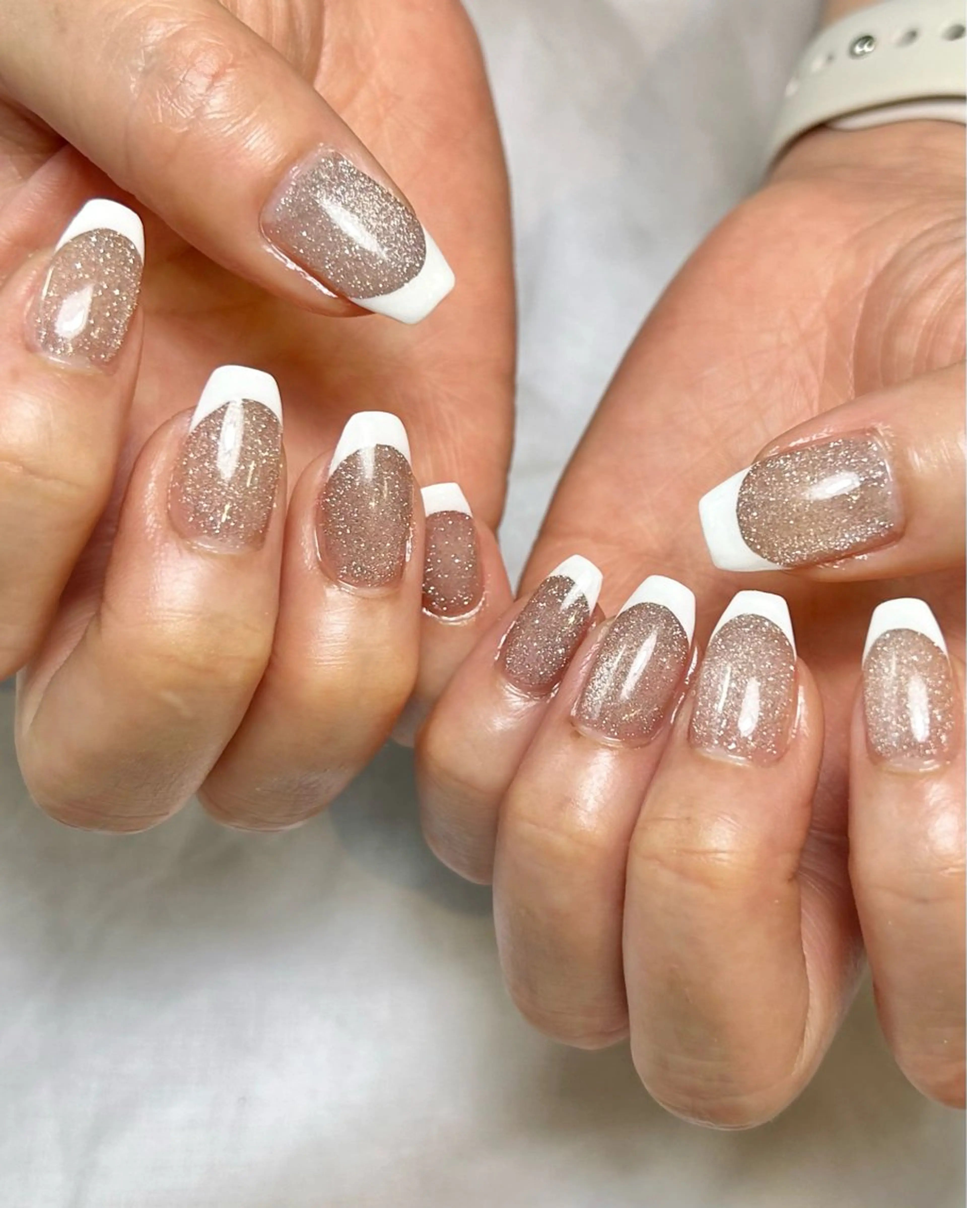 ネイル フレンチネイル キラキラネイル 持ち込み ハンドネイル Reflection marikoのネイルデザイン