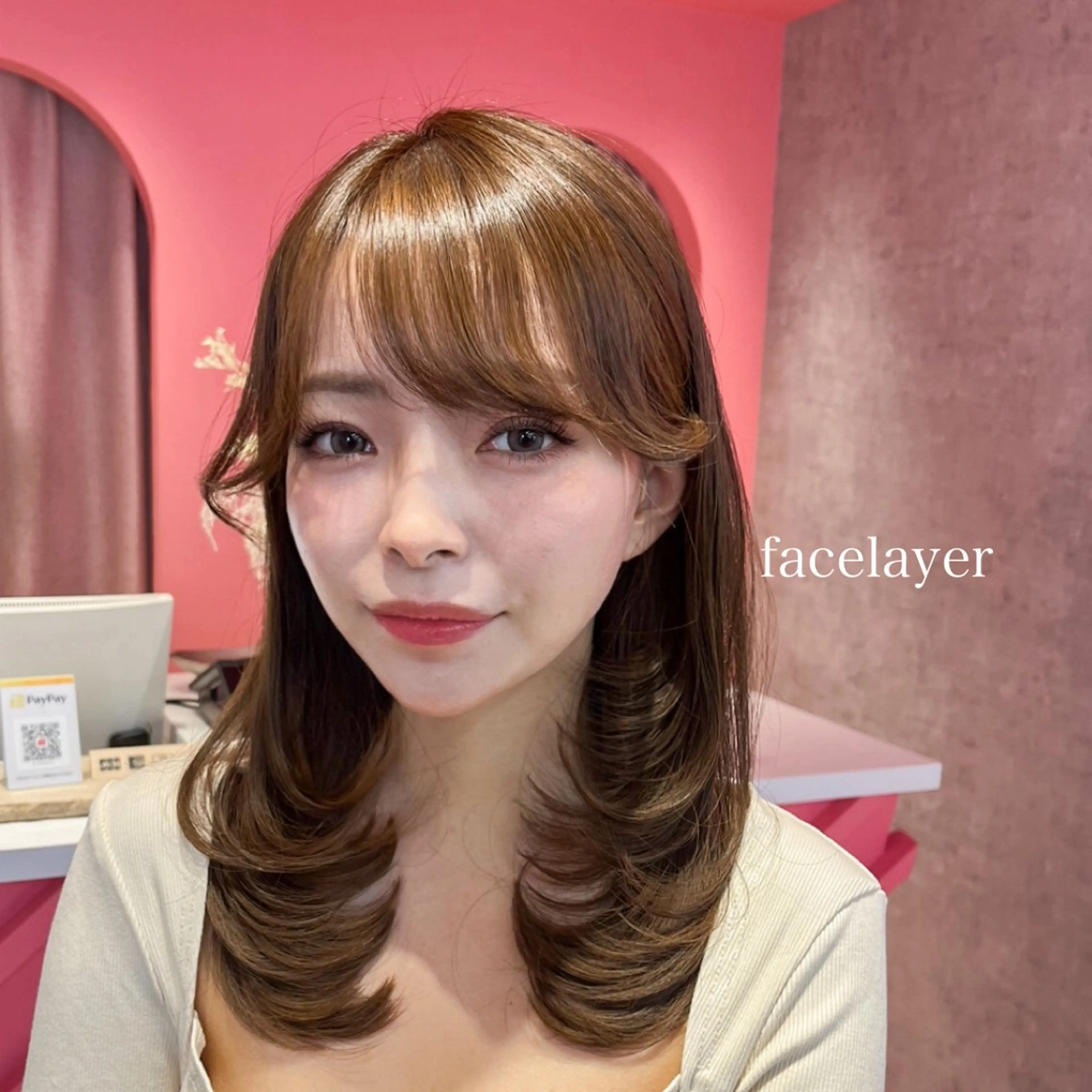 ミディアム カラー 山崎/ボブ縮毛矯正 レイヤー髪質改善のヘアスタイル