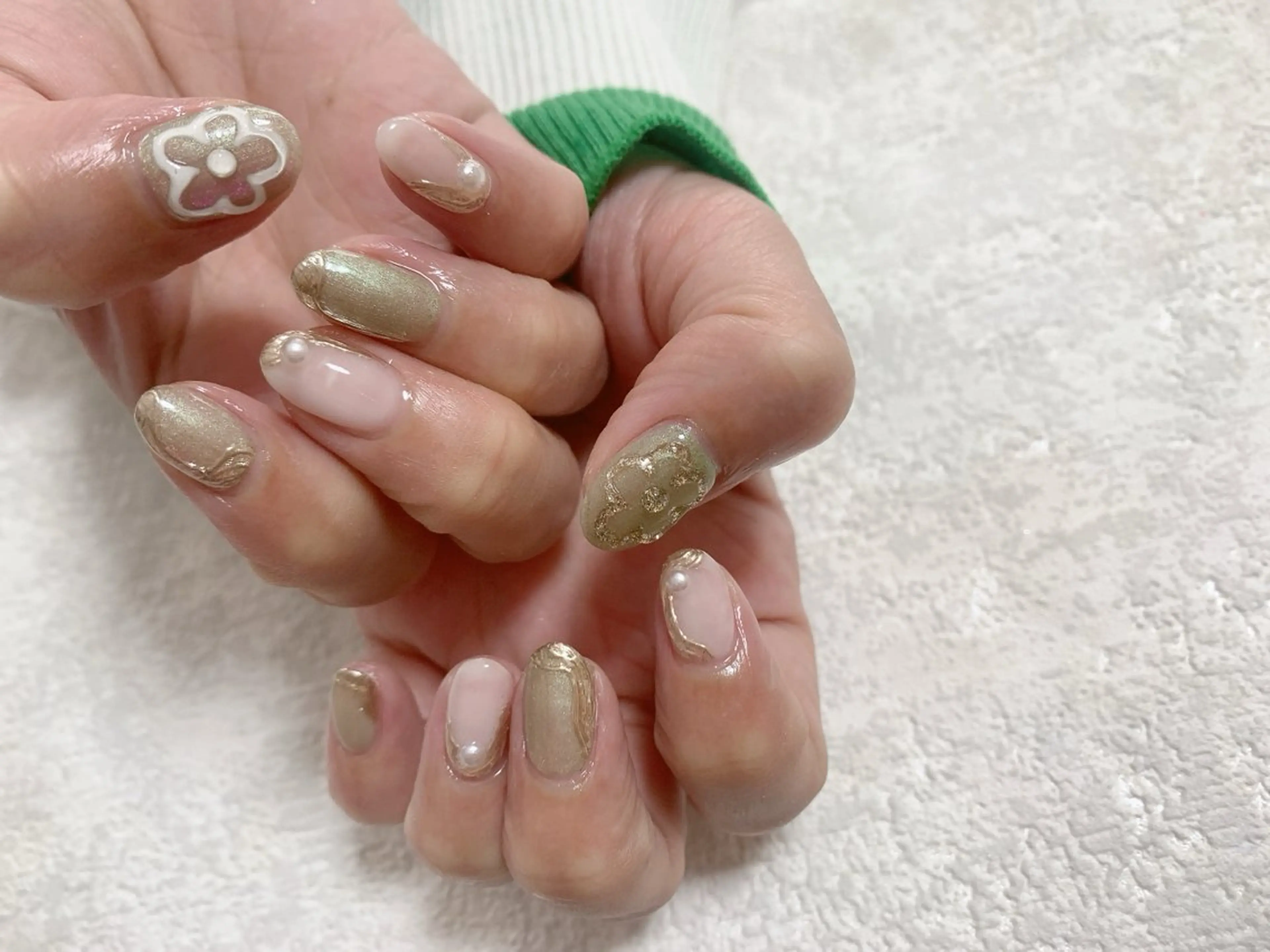 ネイル ジェルネイル メンズネイル ミラーネイル パラジェル 春ネイル kiki nail たまプラーザのネイルデザイン
