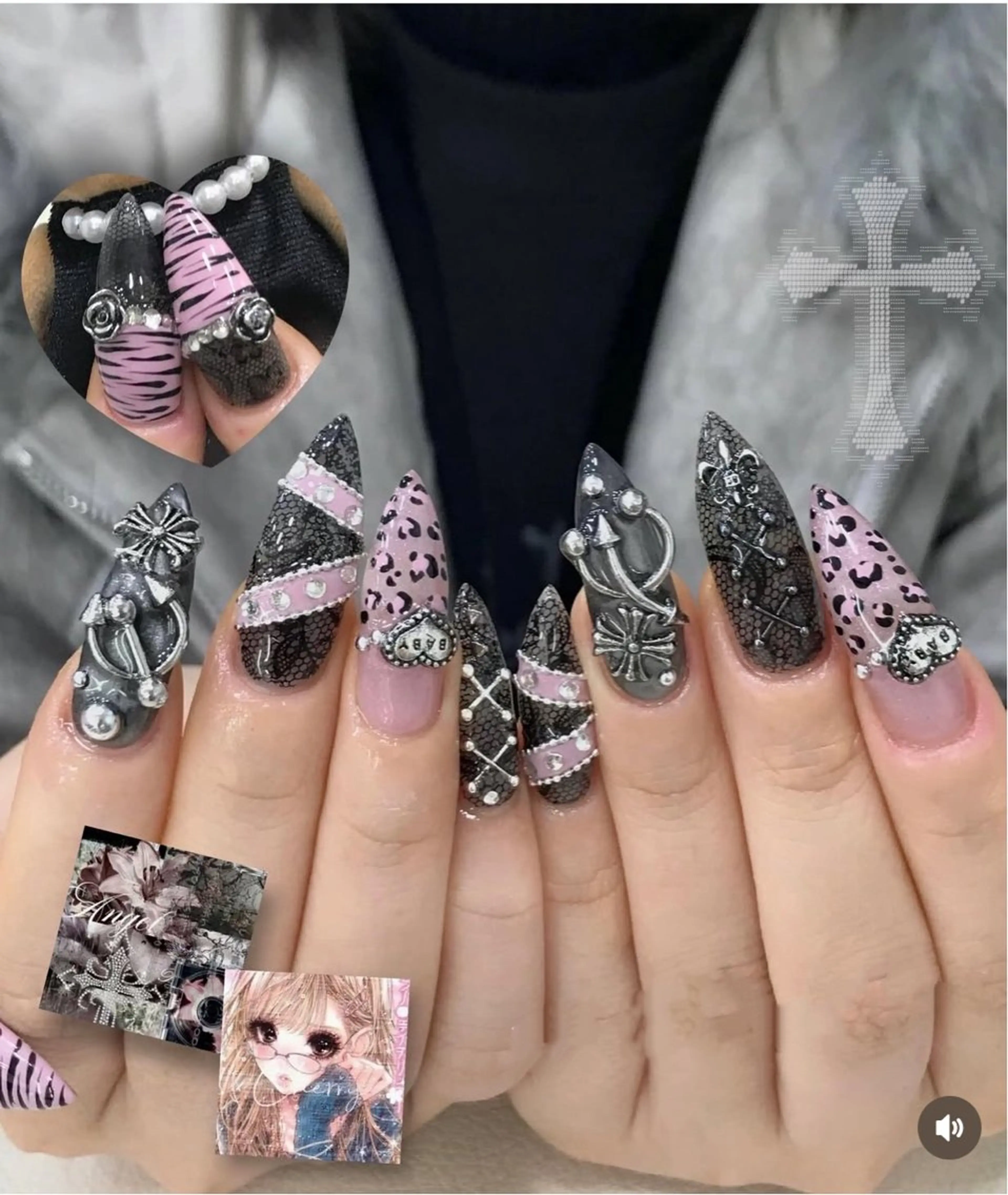 ネイル チークネイル フレンチネイル グラデーション マグネットネイル ミラーネイル Mew_Sanie所属・Sanie Salonのネイルデザイン