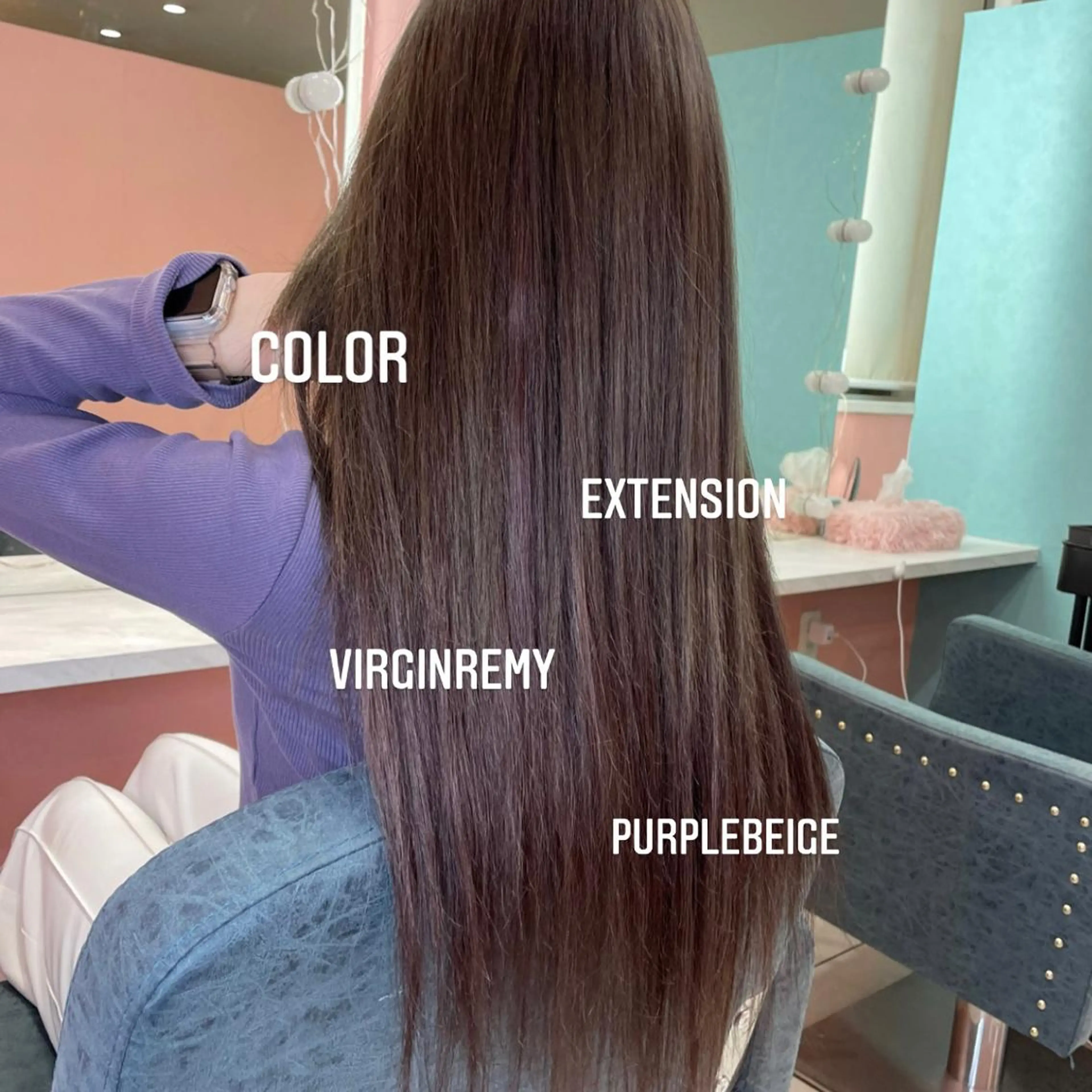 ロング カラー エクステ🩵ブリーチ 韓国ヘア🩵KAEのヘアスタイル