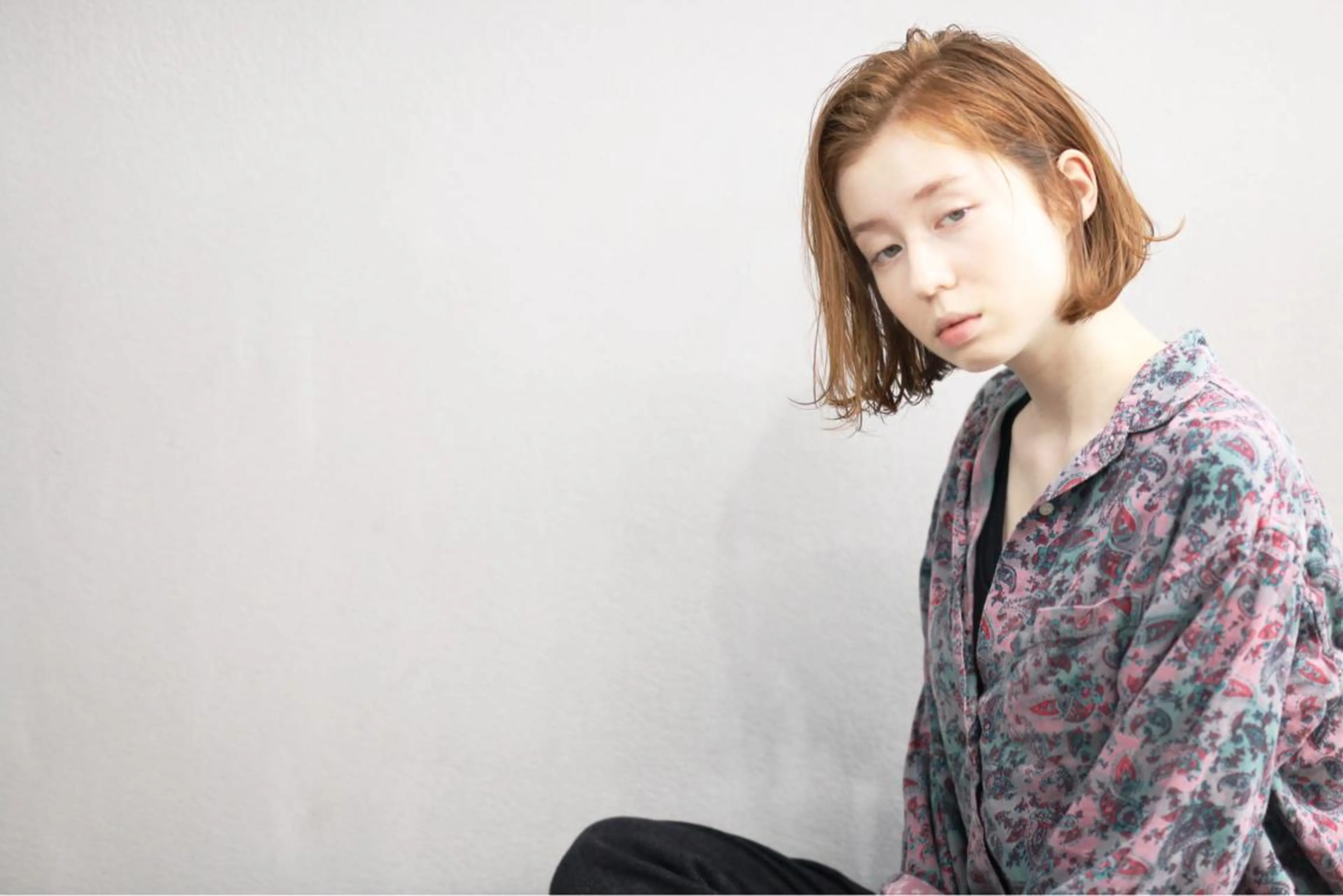 ショート カラー 切りっぱなしボブ ボブ カット ヘアカラー トリートメント ボブ/ショート/ 白髪染め/メンズ葛西のヘアスタイル