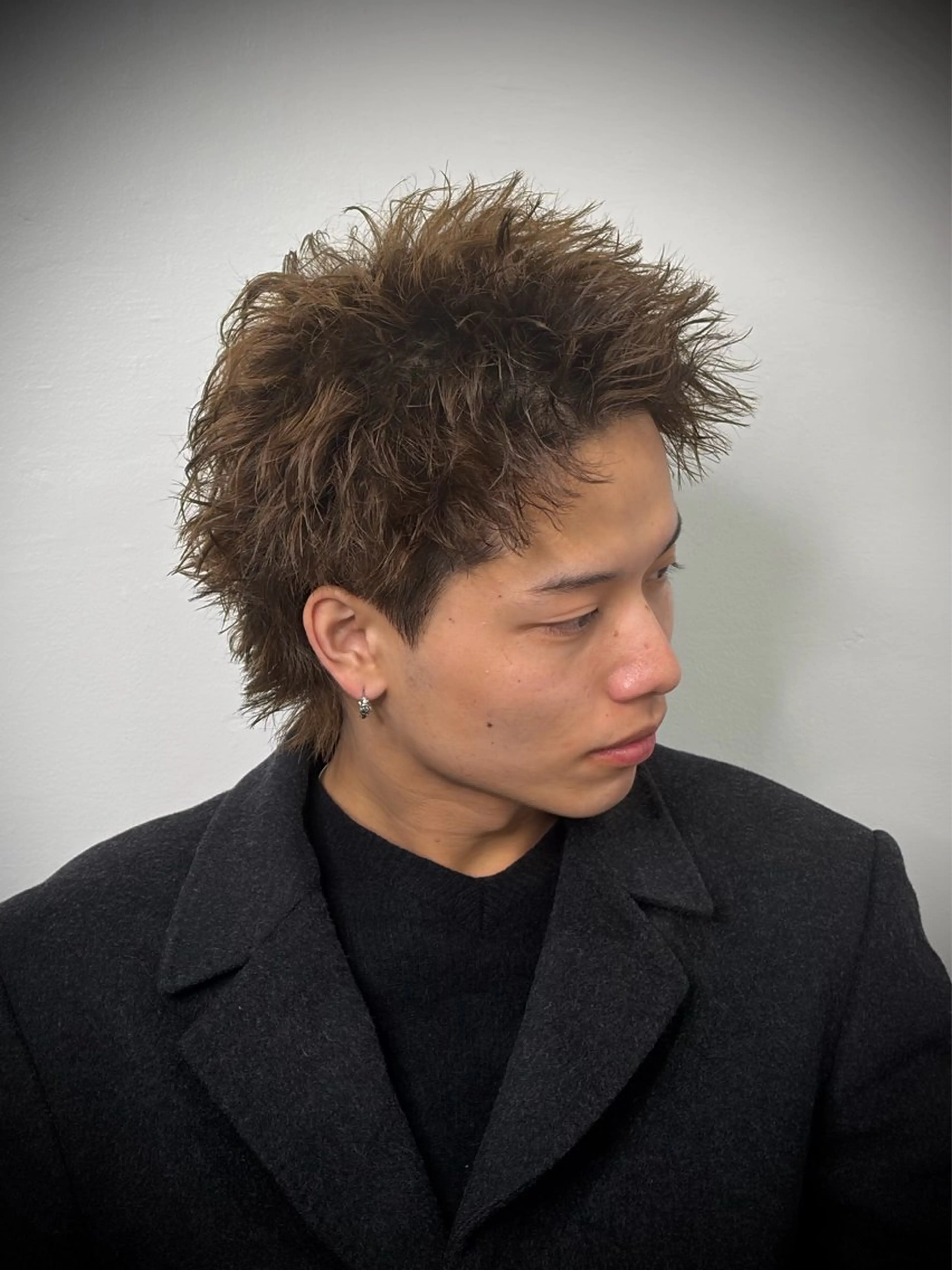 ショート パーマ メンズ カット パーマ 柄﨑 比呂/ancielのヘアスタイル