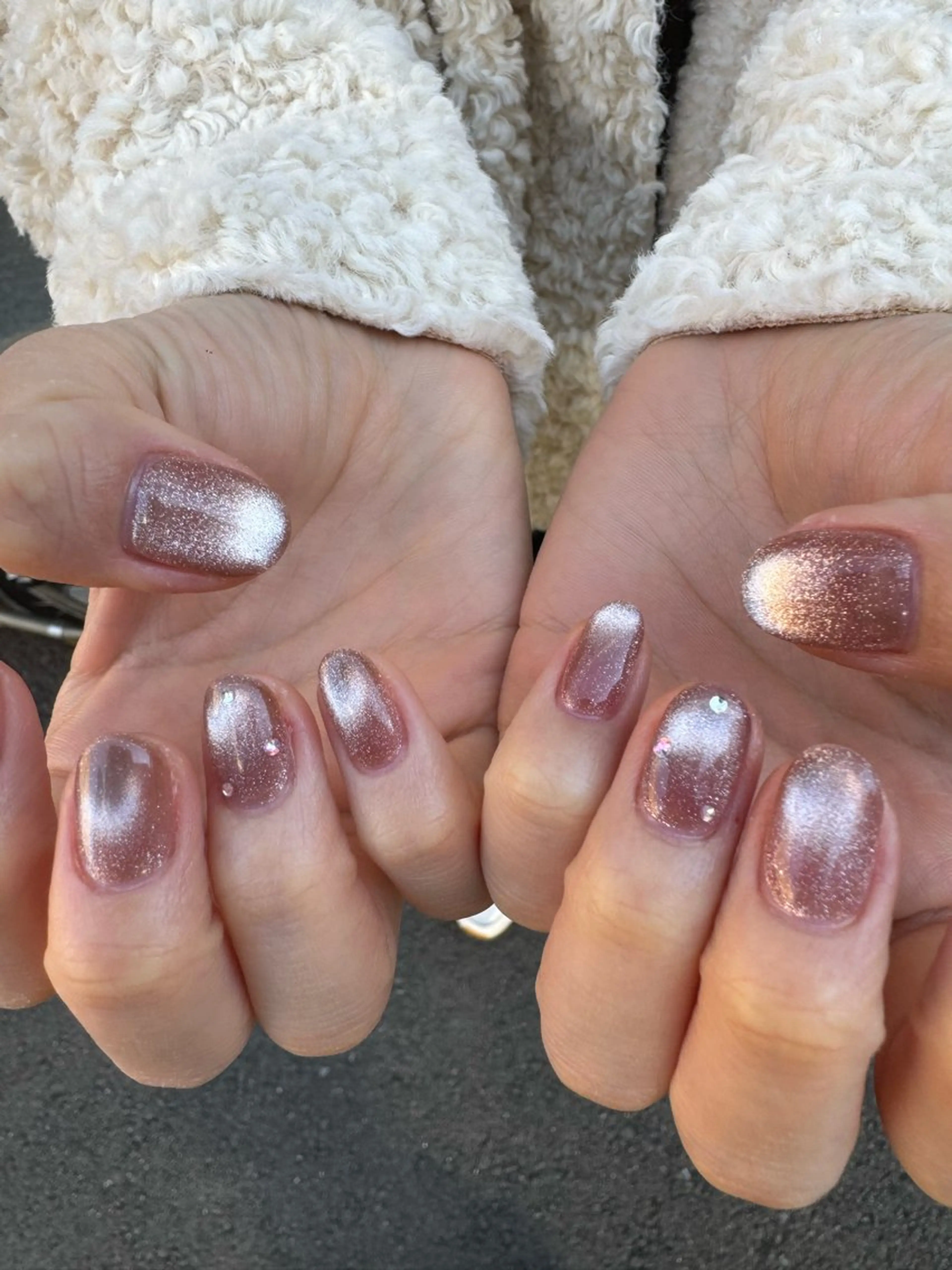 ネイル アートネイル フレンチネイル 韓国ネイル ラメ(グリッター) マグネットネイル MH_ Nailのネイルデザイン